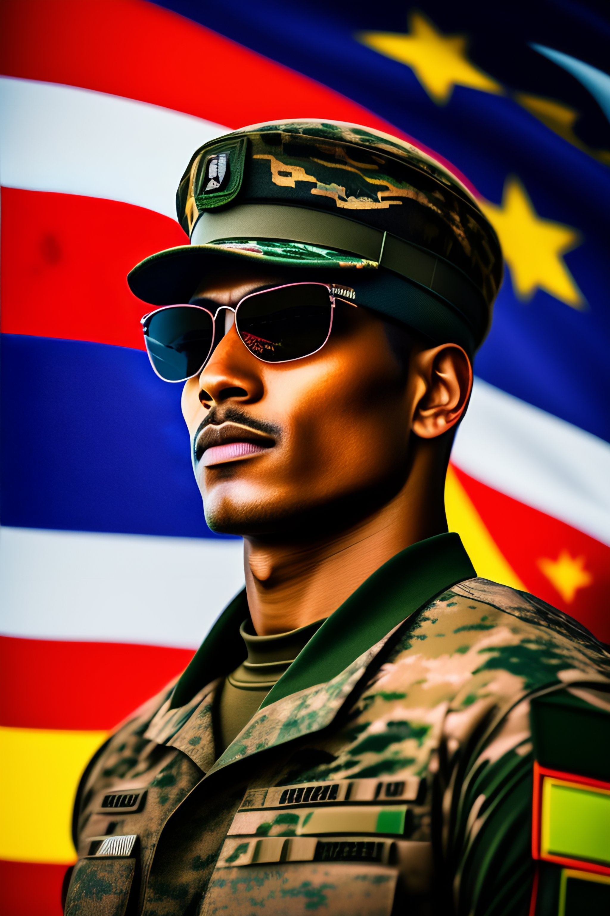 Lexica - Portrait of an army force man from the future, wearing shades ...