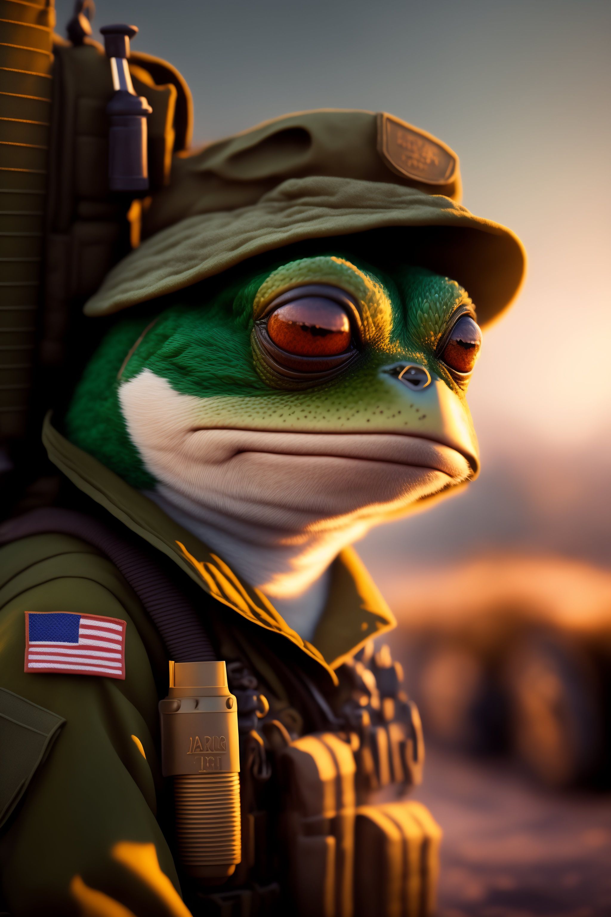 Lexica - An exhausted pepe the frog at the frontlines in the army at ...