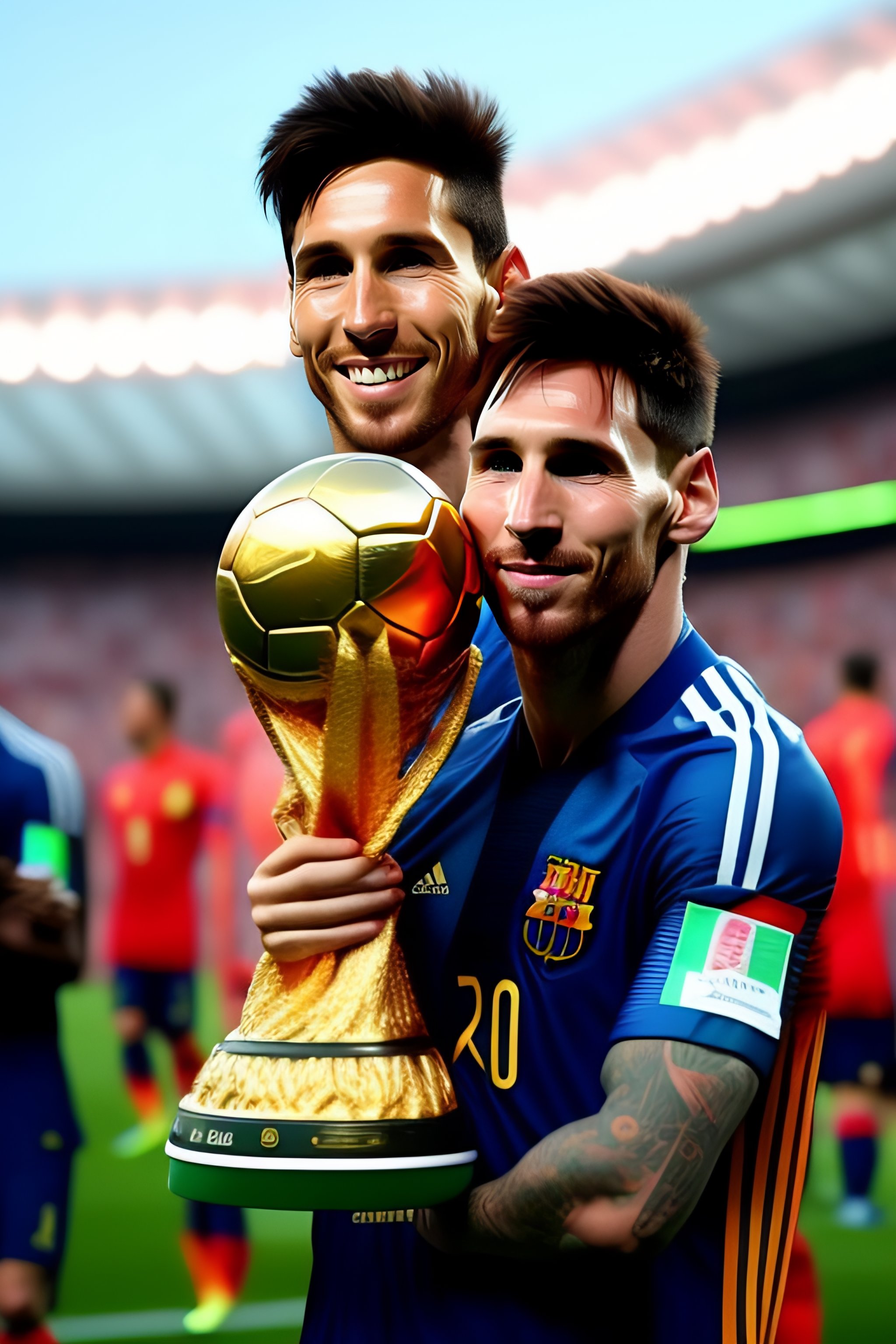Lexica - Messi with world cup trophy
