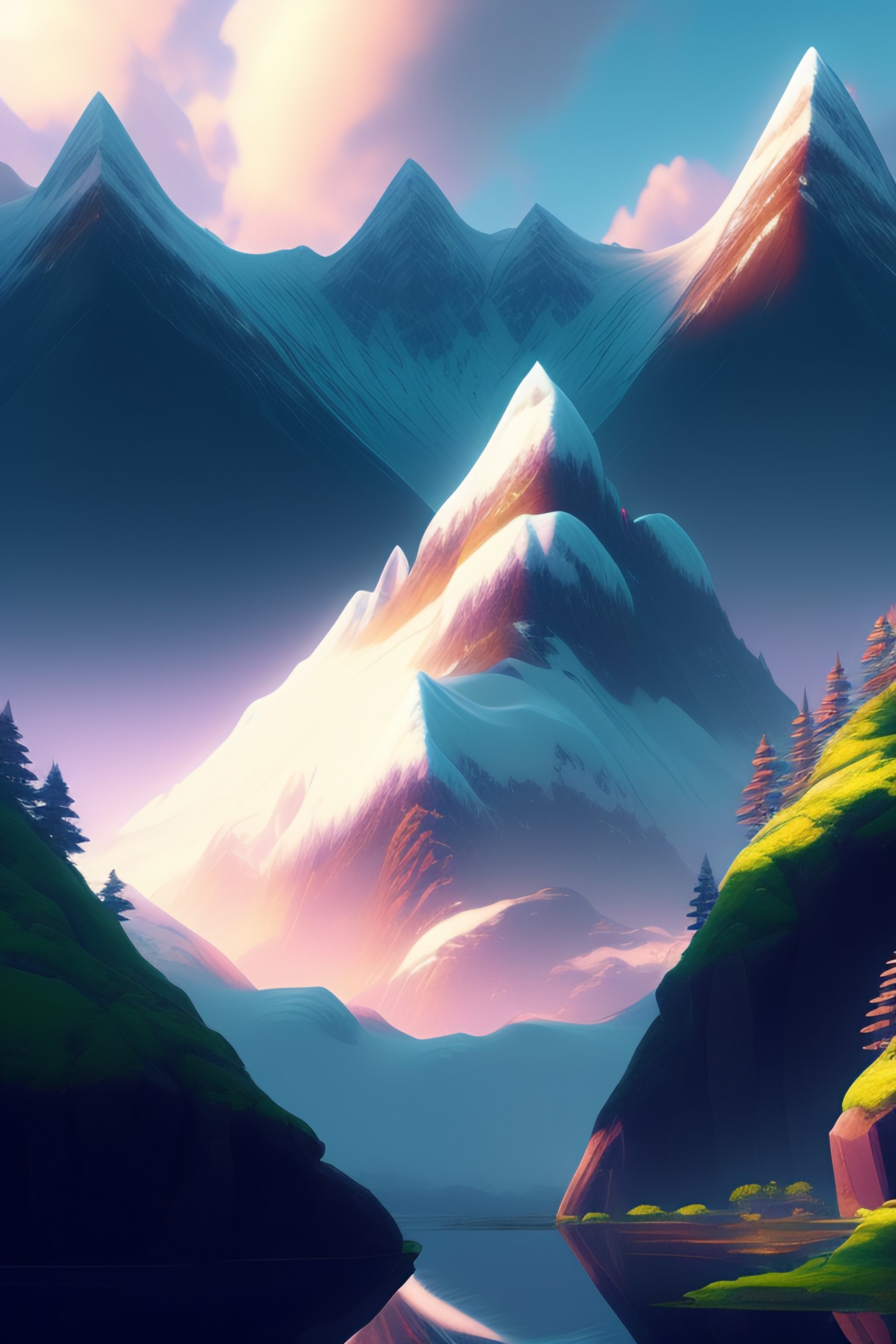 Lexica - A highly detailed digital art painting of a snowy mountain ...