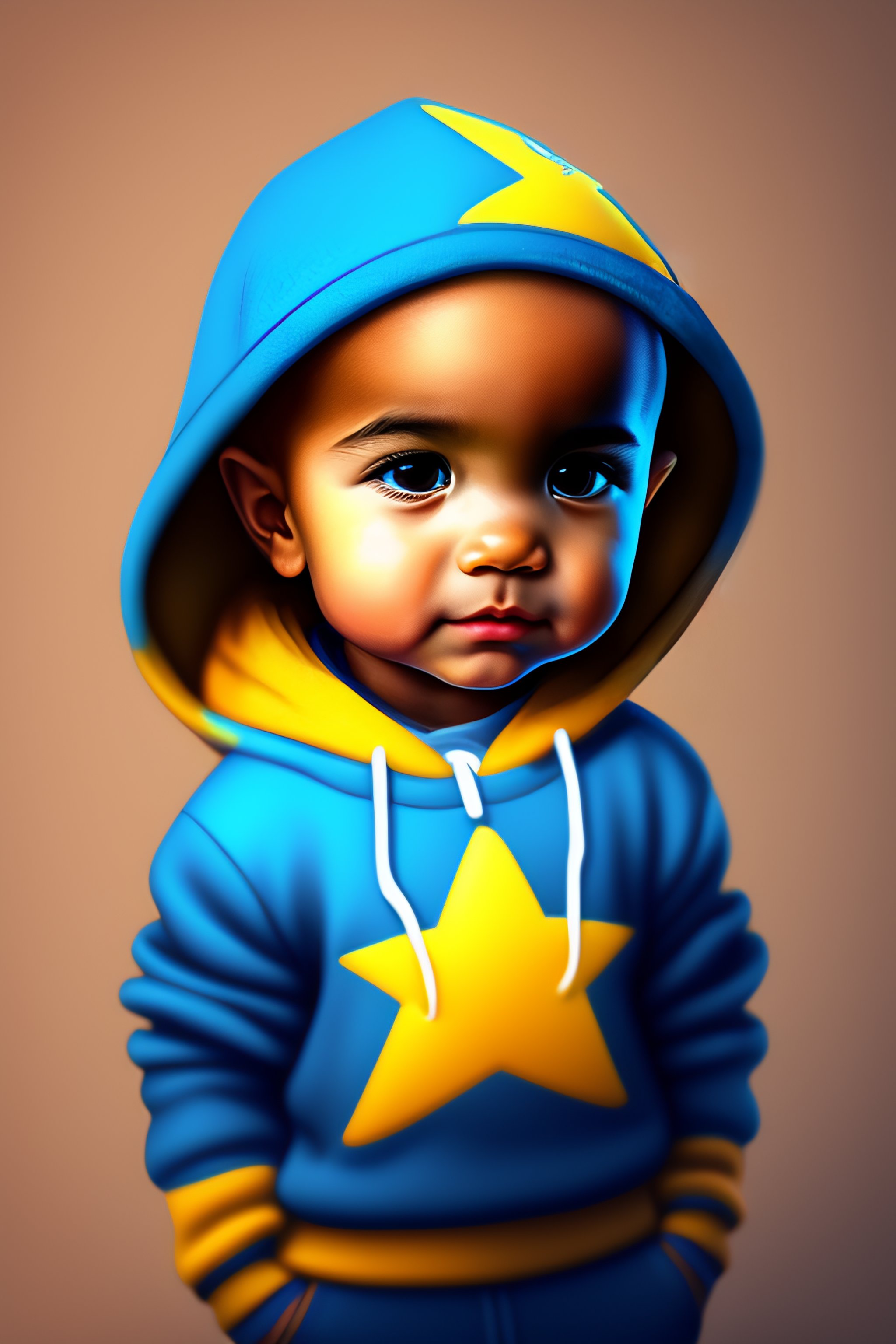 Lexica - Cute adorable cartoon tan bald male baby with brown eyes