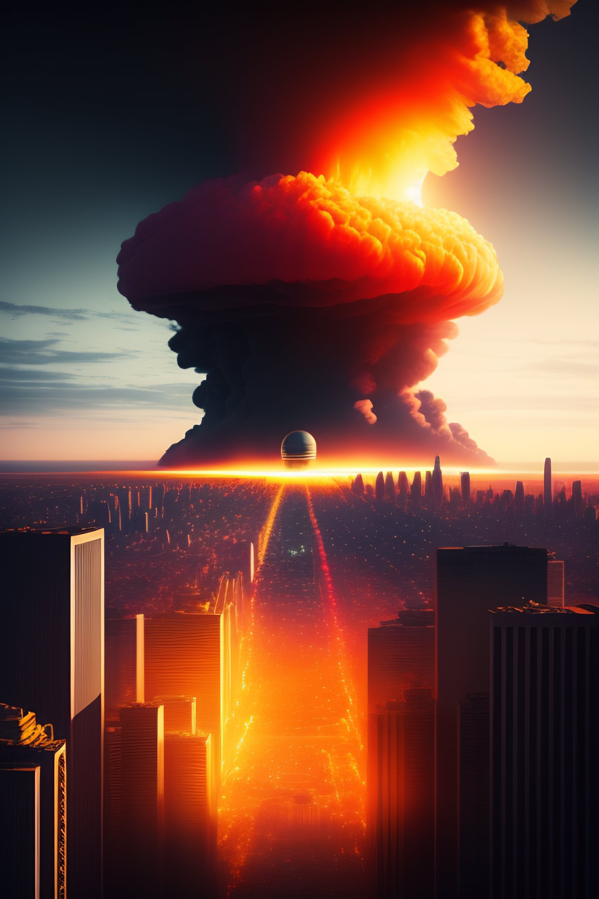 Lexica - A large nuclear explosion destroying city, dark ambience