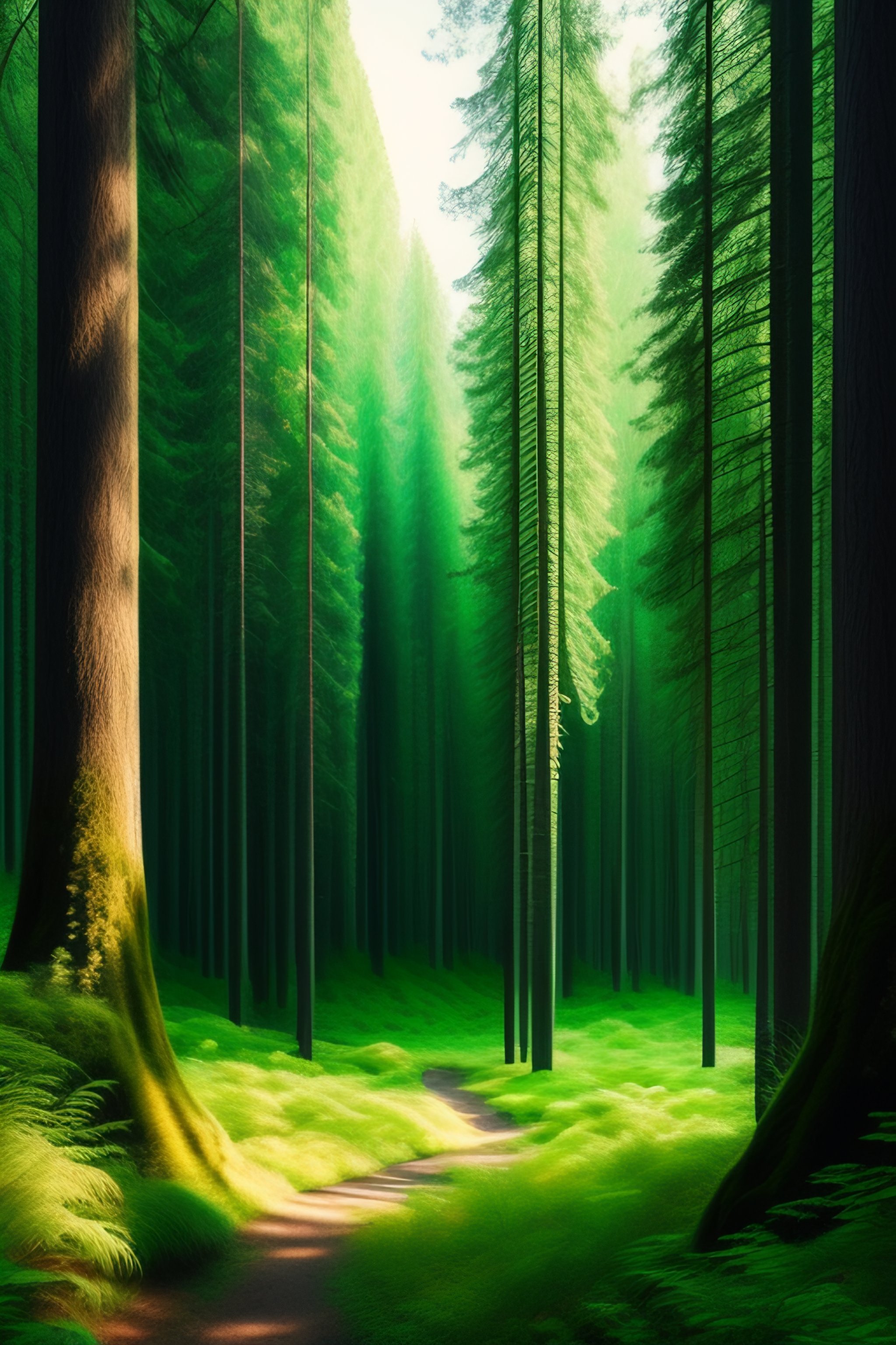 Lexica - A green forest with into it a web 3 on-boarding house