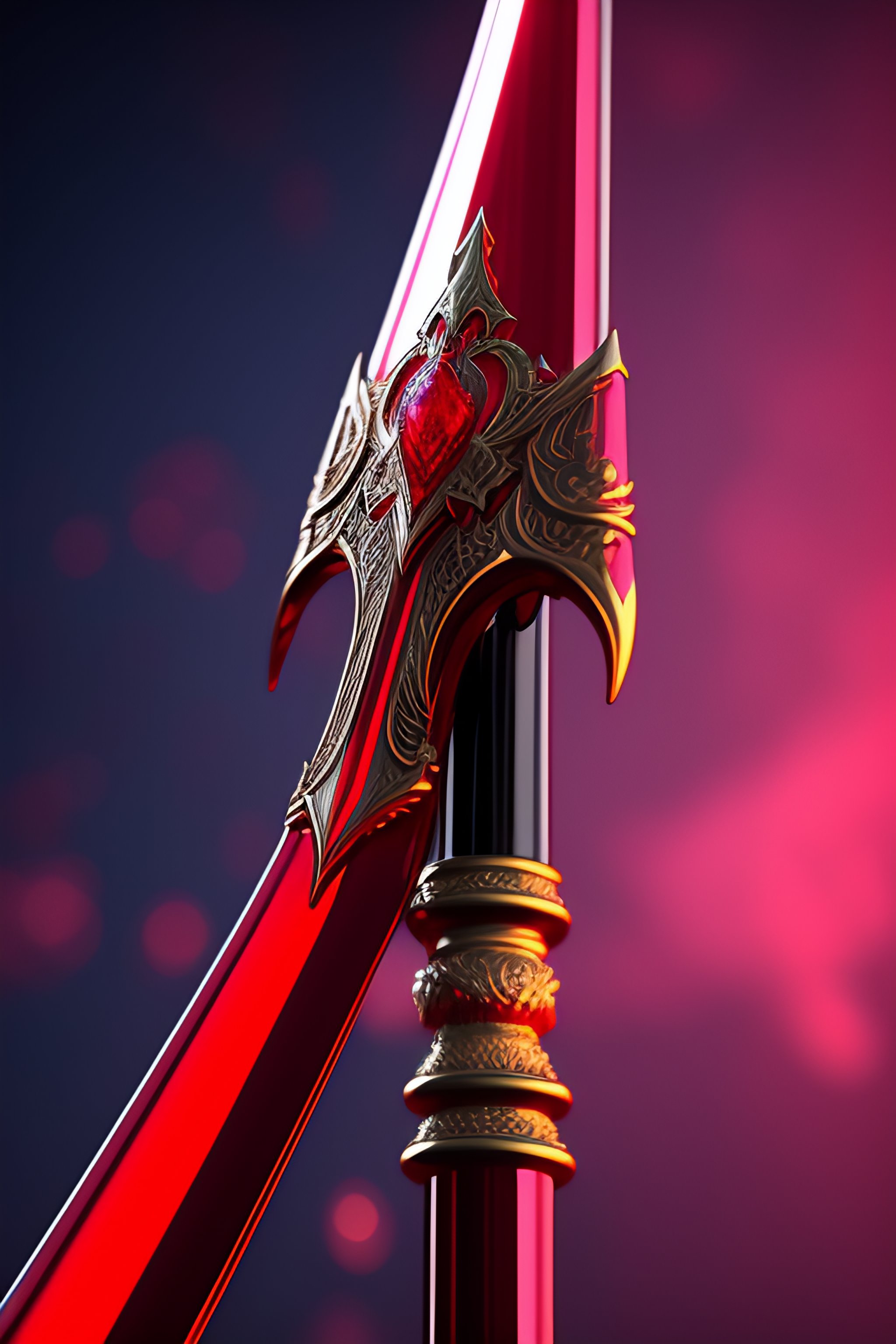 Lexica - Fantasy longsword made of transparent red glass, evil magic ...