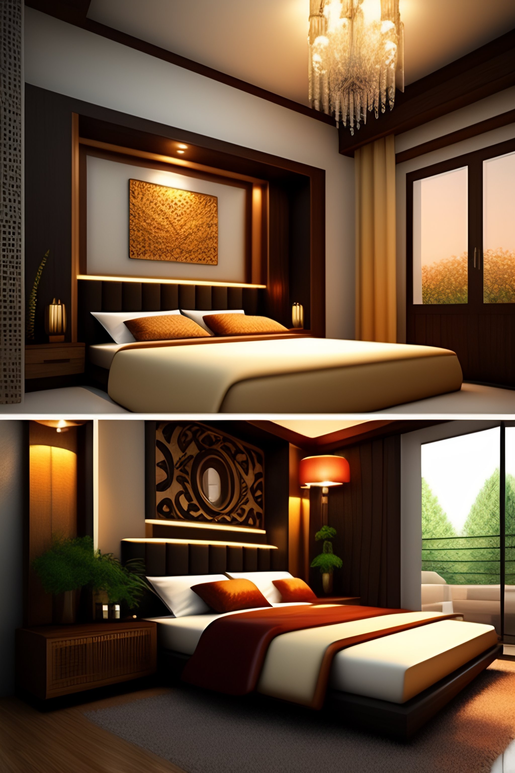 Lexica - Interior design rendering with wood furniture japandi style to ...
