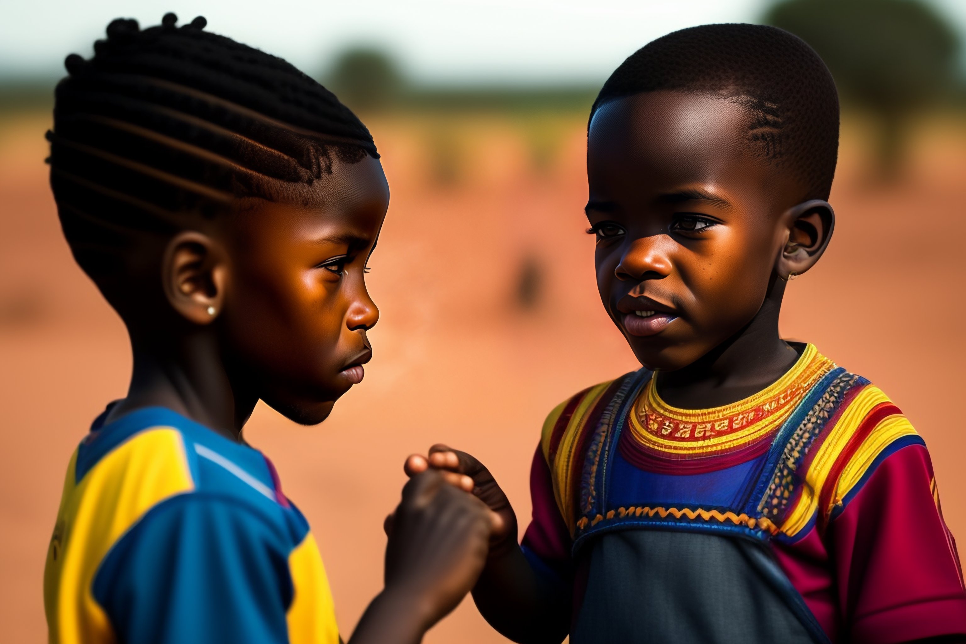 Lexica - African boy speaking to a stranger with kind words