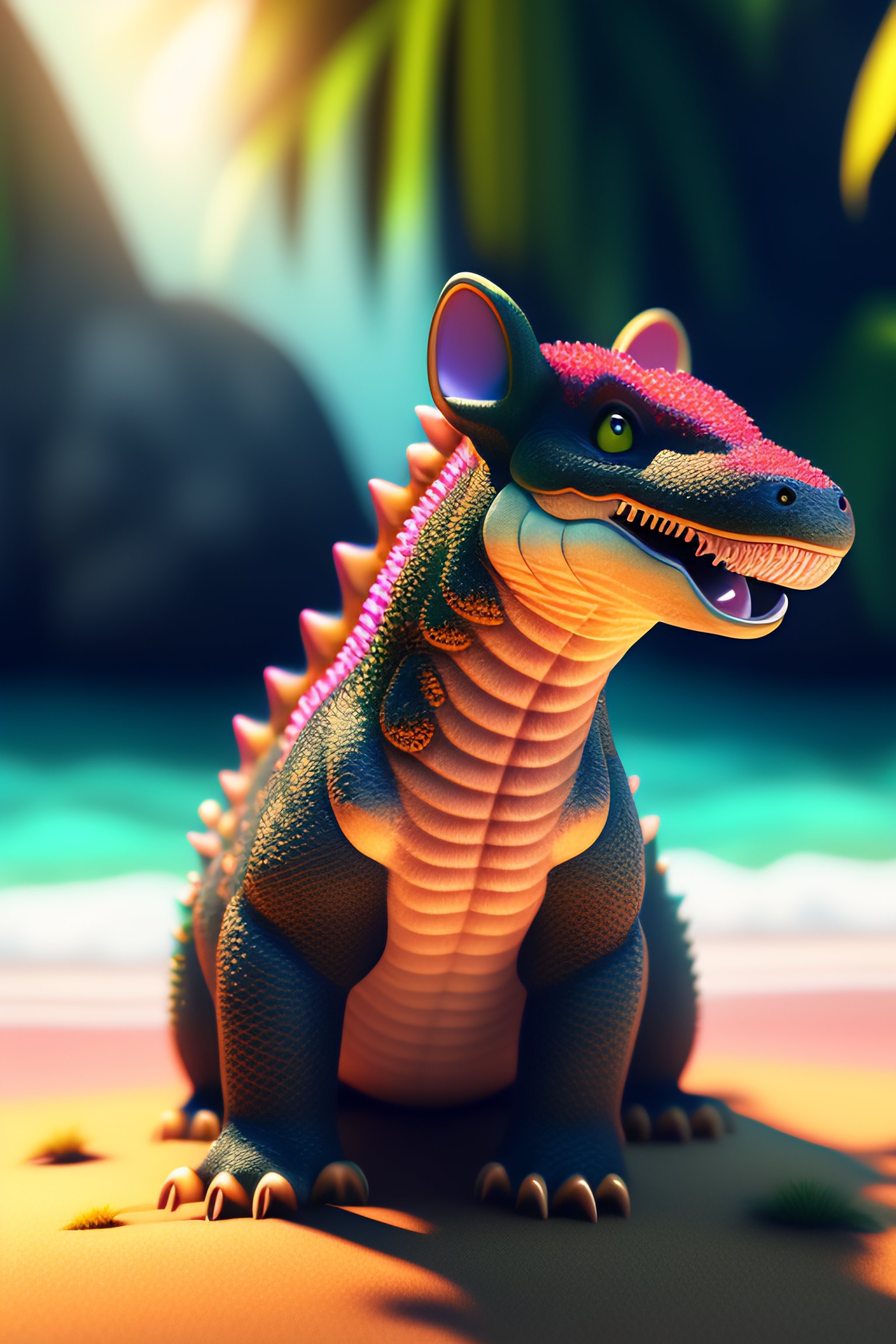 Lexica - A 3d render of a tiny kawaii fur crocodile monster chimera in ...