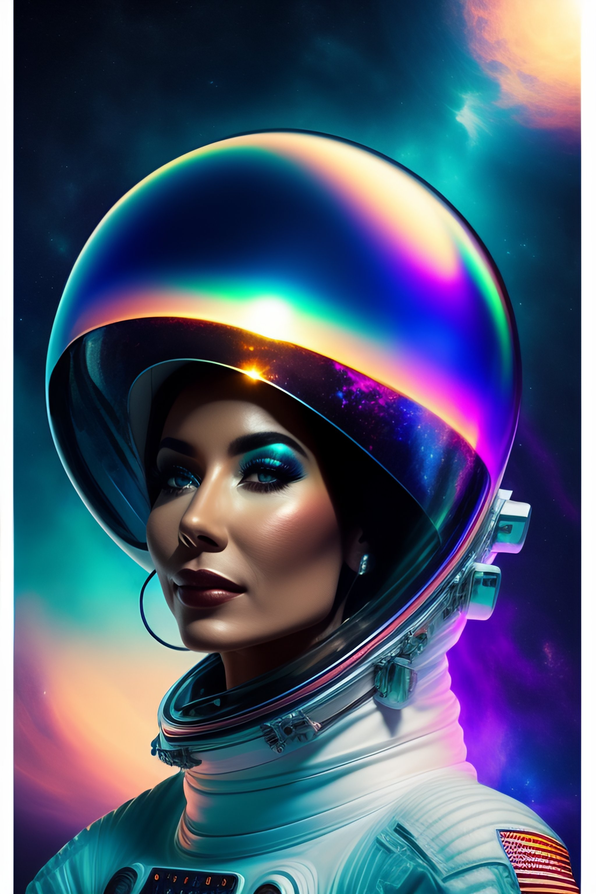 Lexica - An astronaut in an alien's planet, phantasmal iridescent style