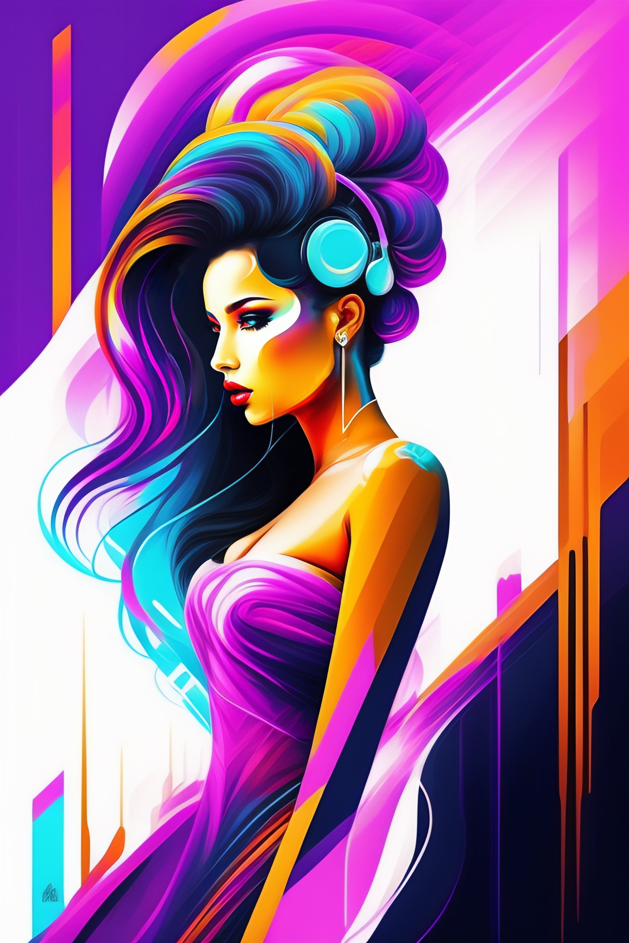 Lexica - Vector style the abstract painting of an image of a lady ...