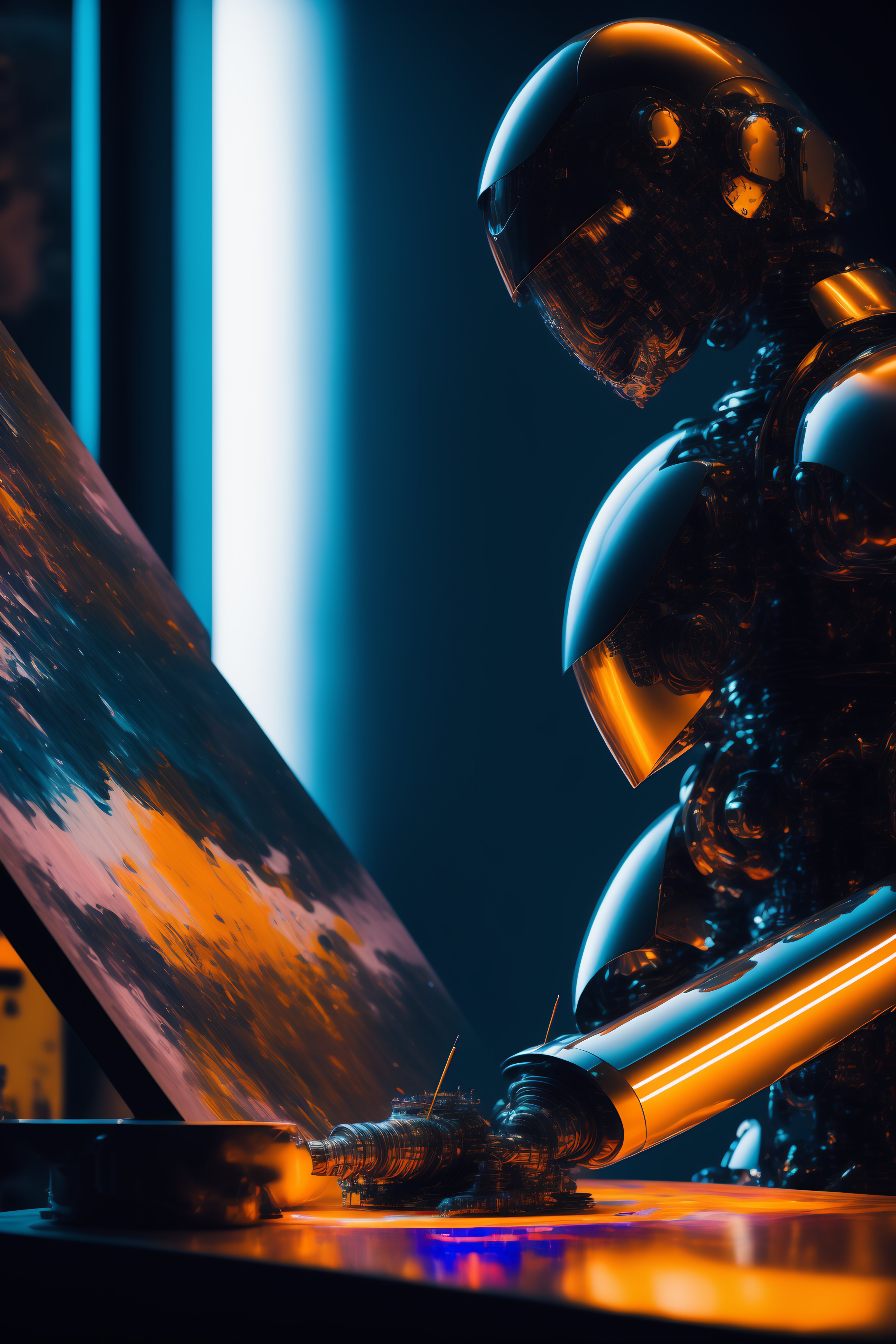 Lexica - Photo of futuristic futuristic cyborg - robot - painter ...