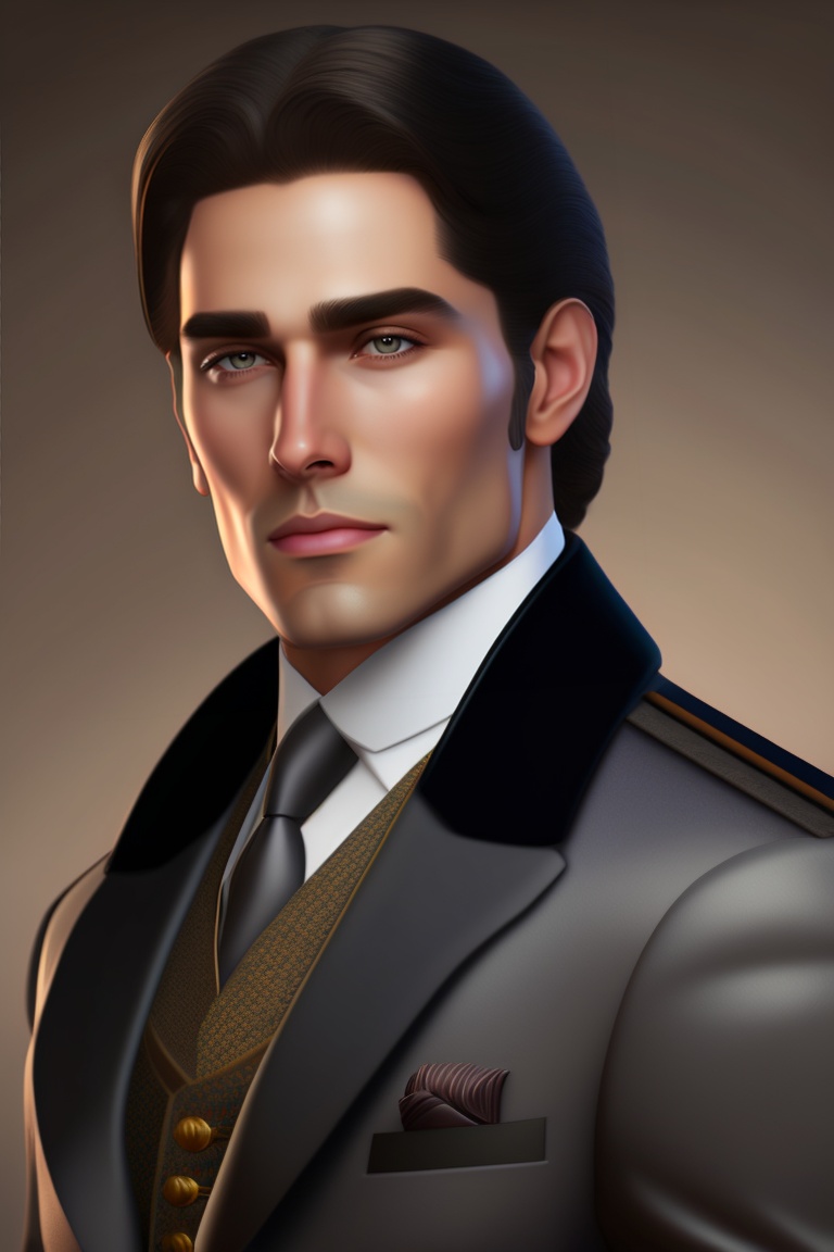 Lexica - Man with black hair, gray eyes and wearing a Victorian ...
