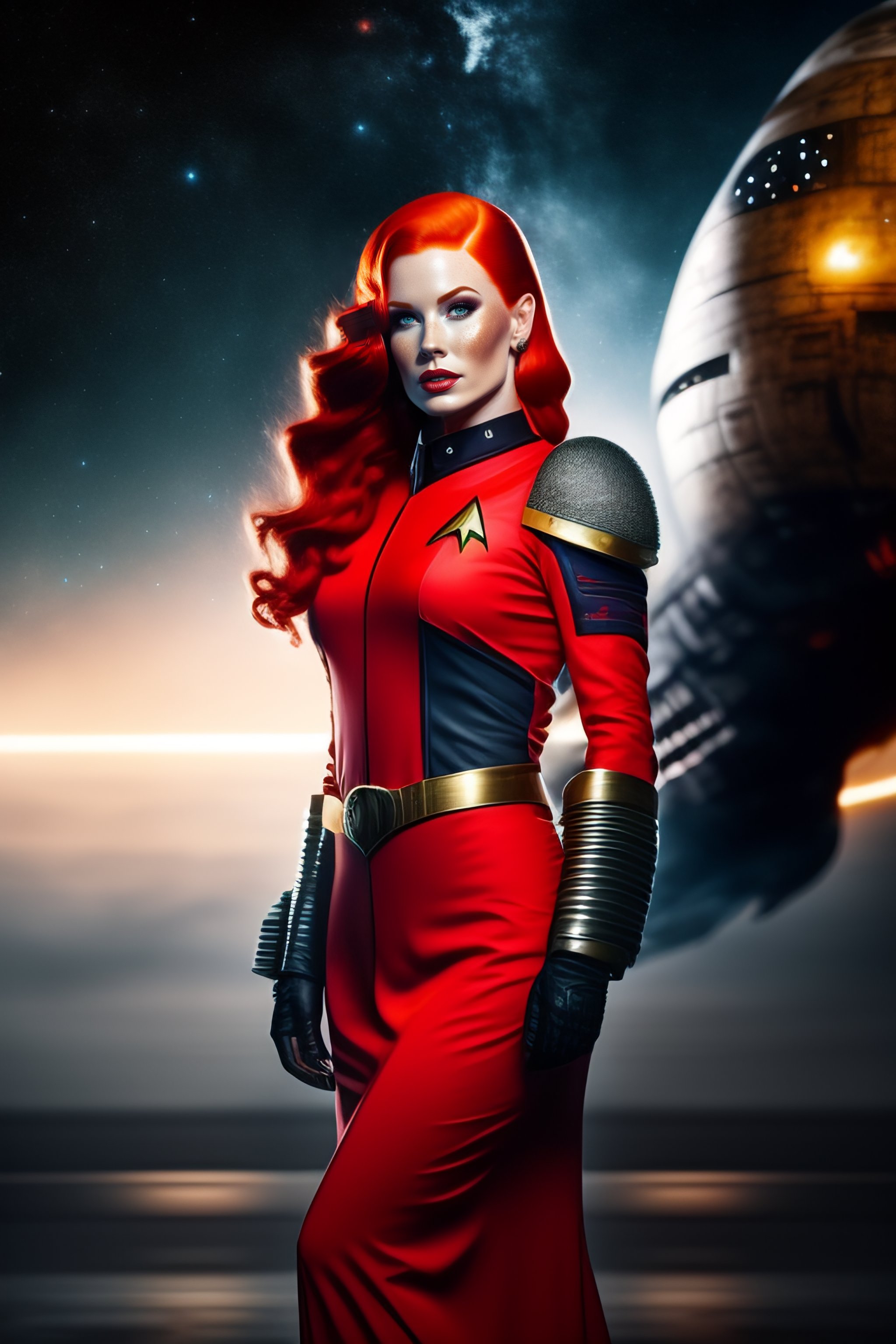 Lexica - A 30 year old redhead with freckles as a spacegirl, startrek ...