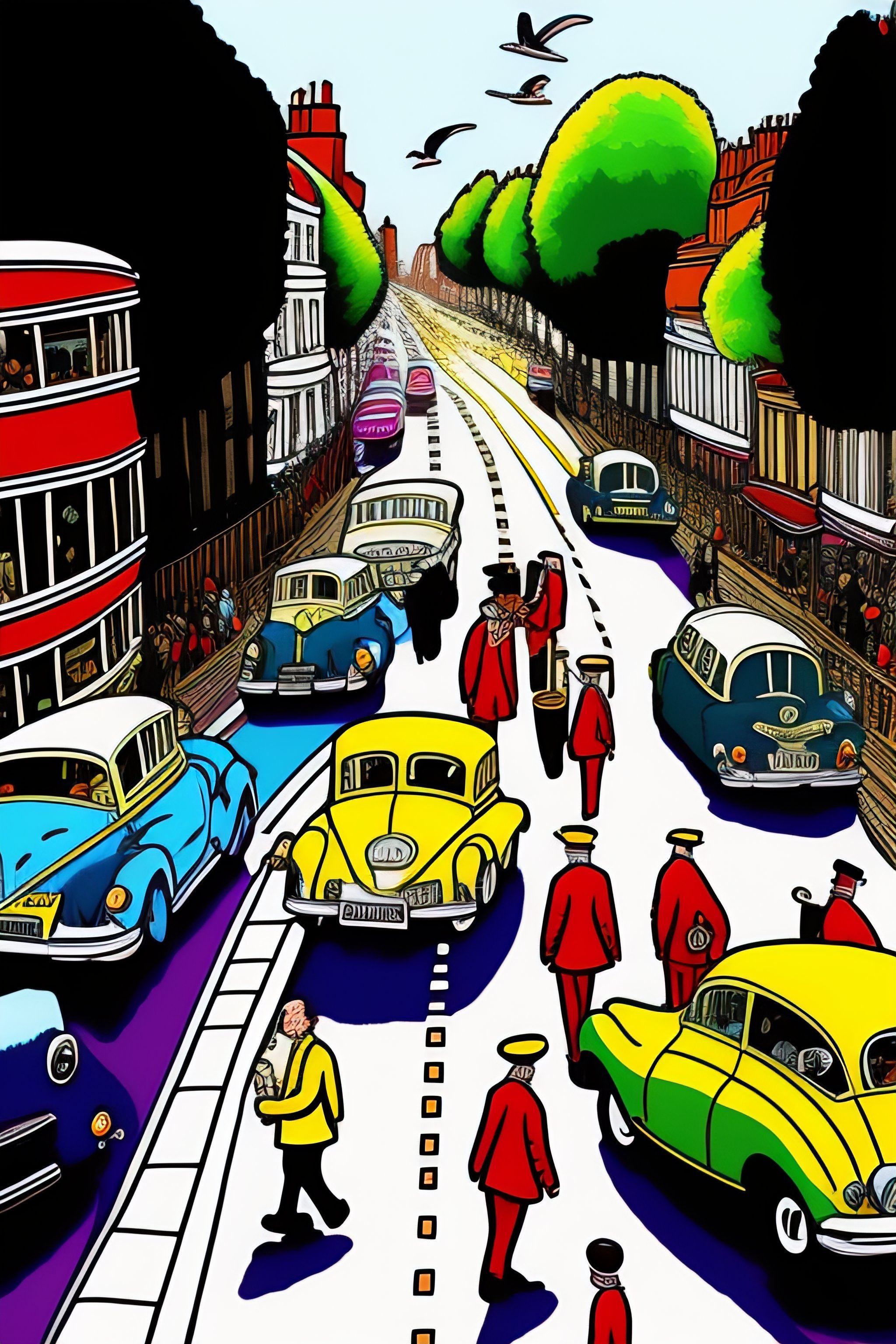 Lexica - Maximalist chaotic abbey road London, birds eye view ...