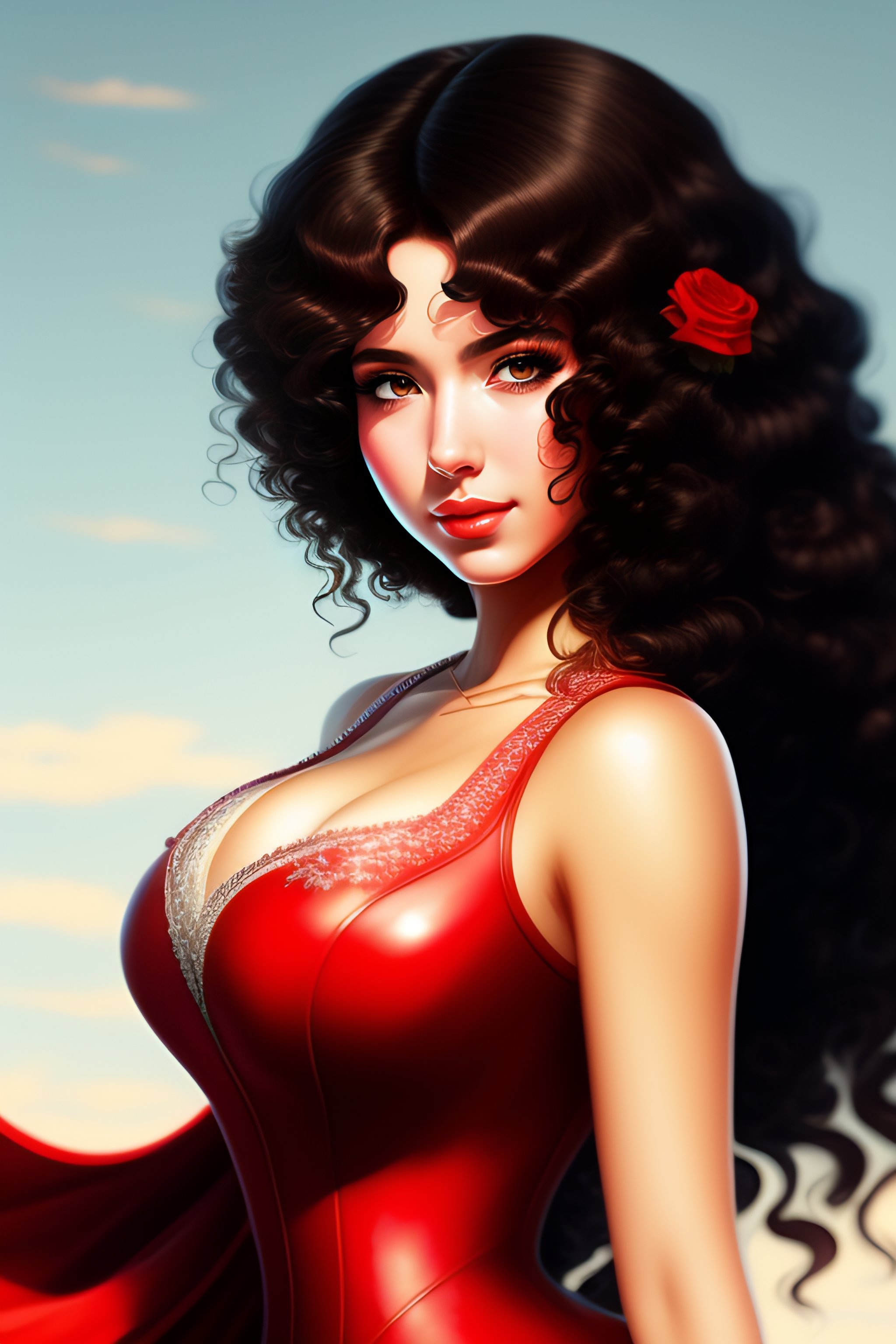 Lexica - Anime portrait of white girl with black curly hair, anime  masterpiece, highly detailed