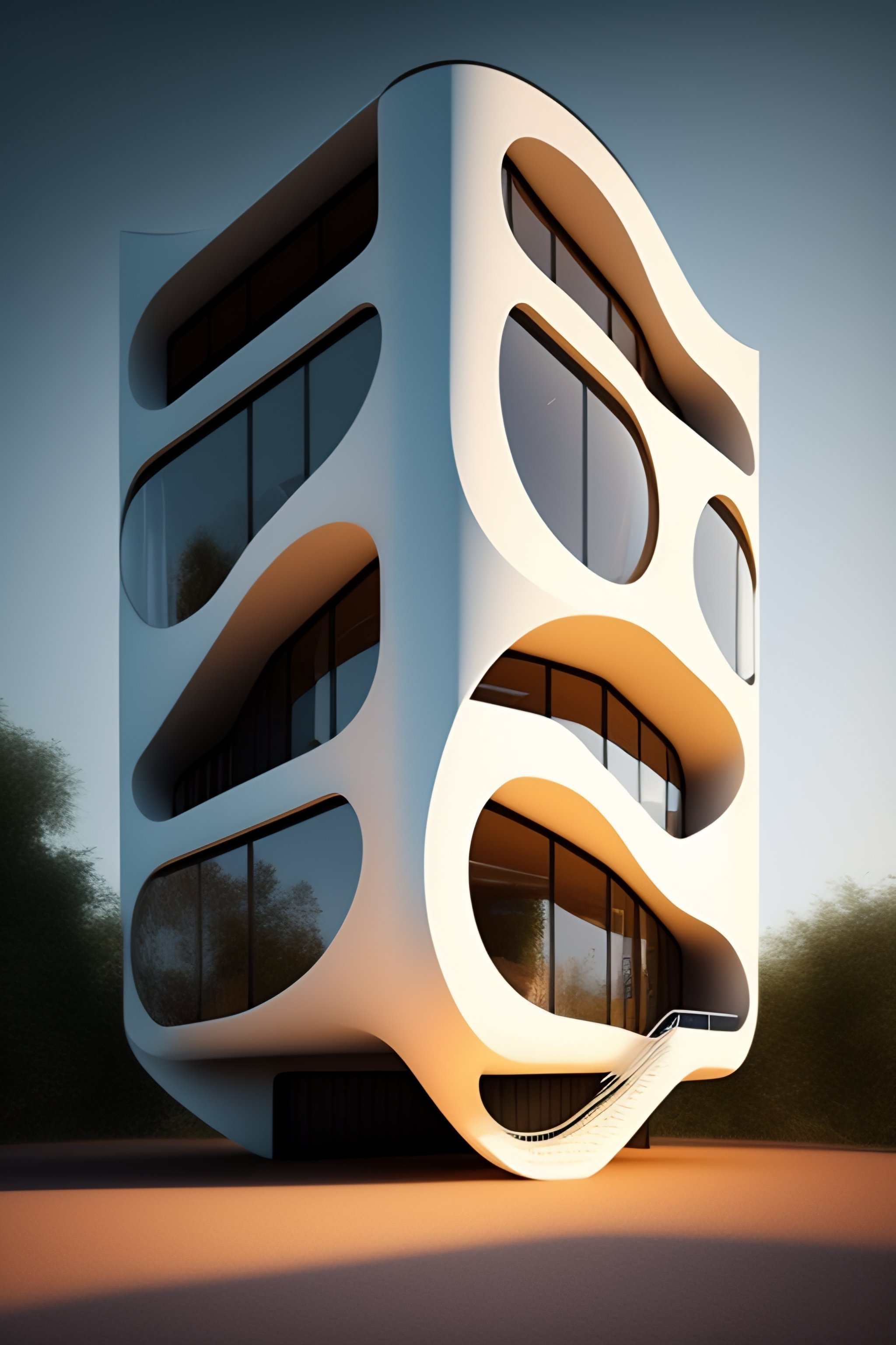 Lexica - A multi-storey house of the future shaped like a crescent