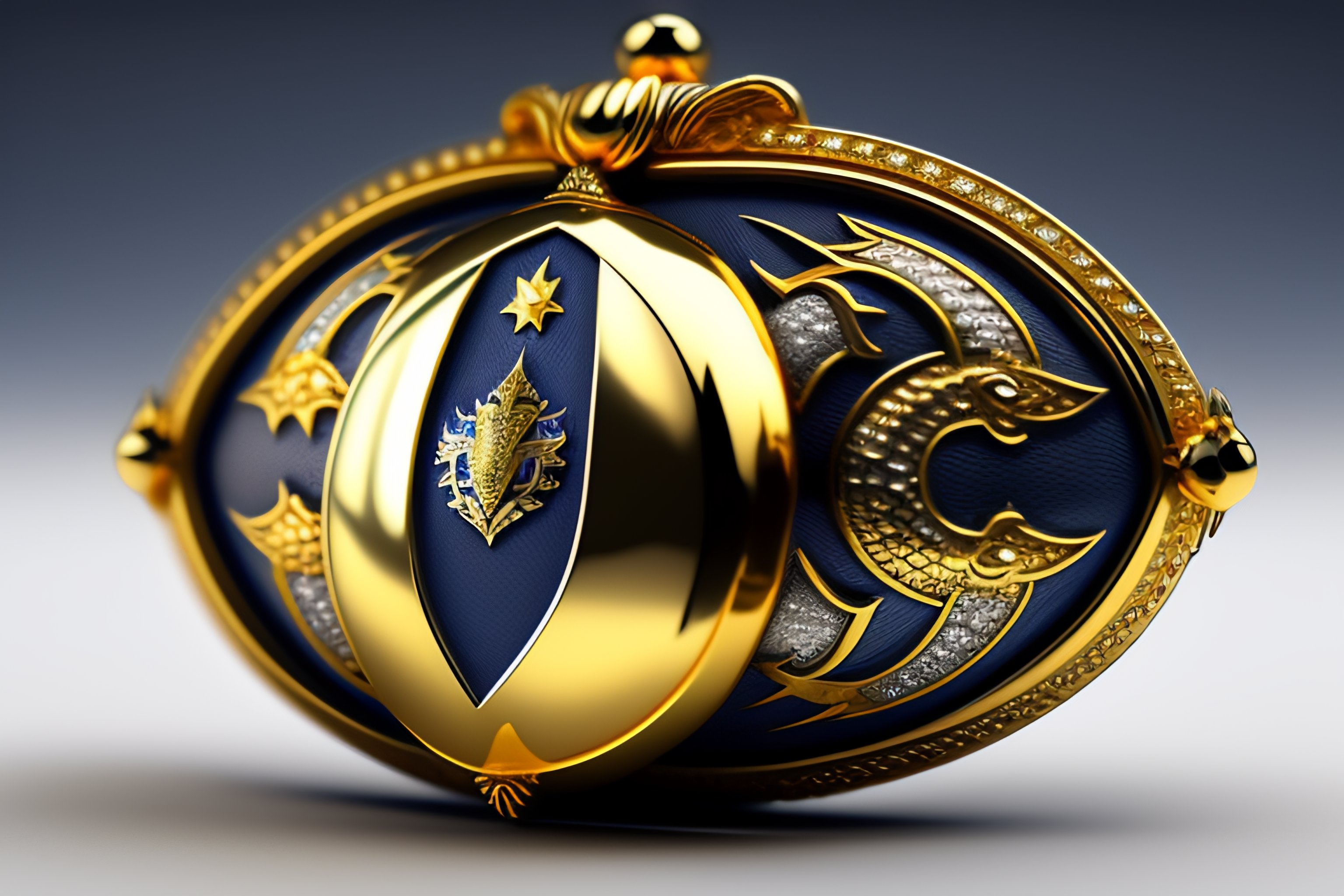 Lexica - Gold and Silver Shield with gems and a dragon symbol on it ...