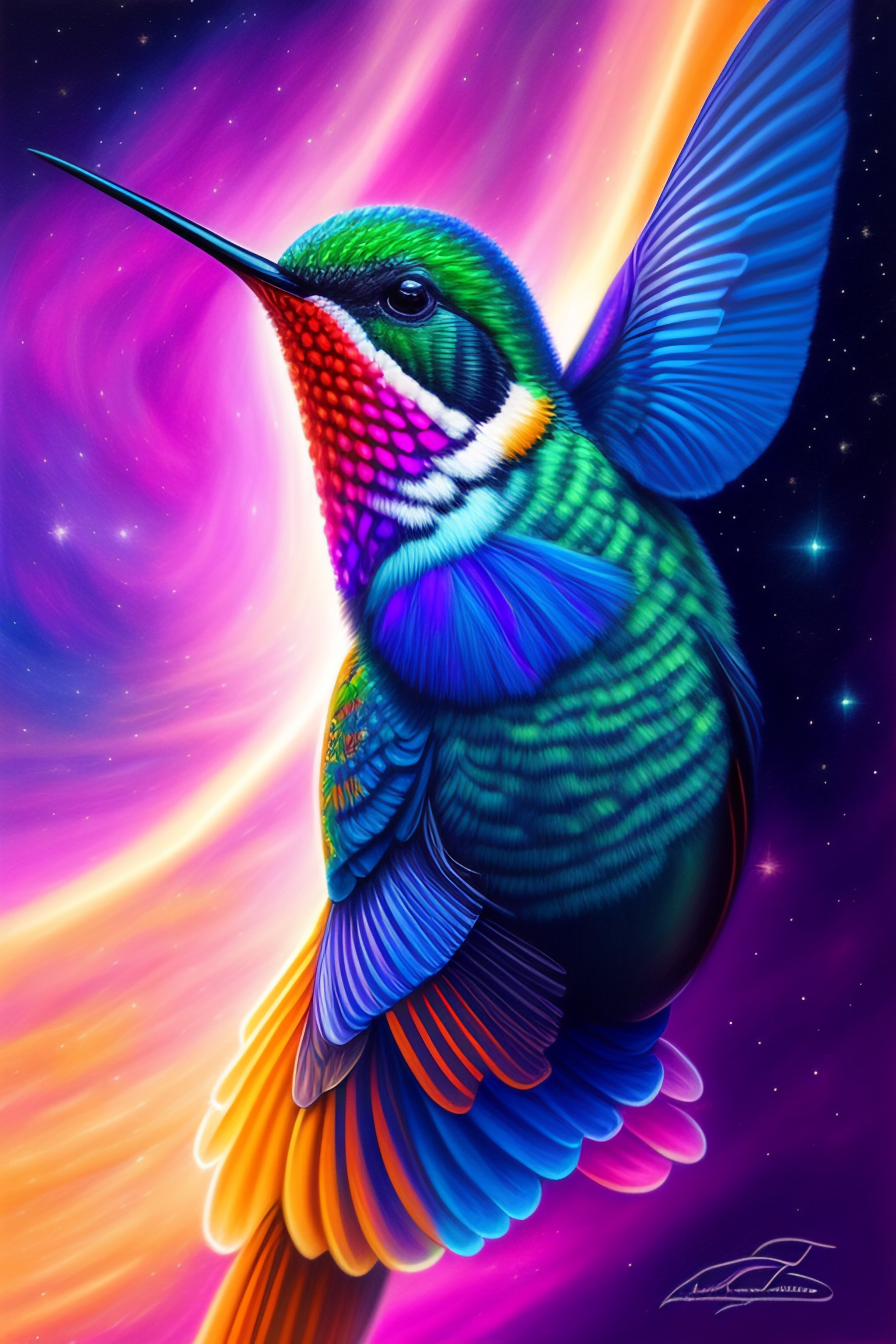 Lexica - A hummingbird in space pastel art