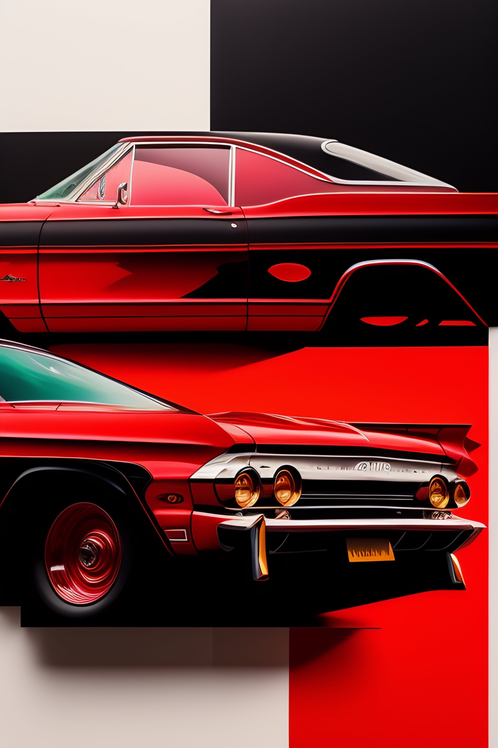 Lexica - Lowrider crash test, collage paper and tape, black and red oil ...