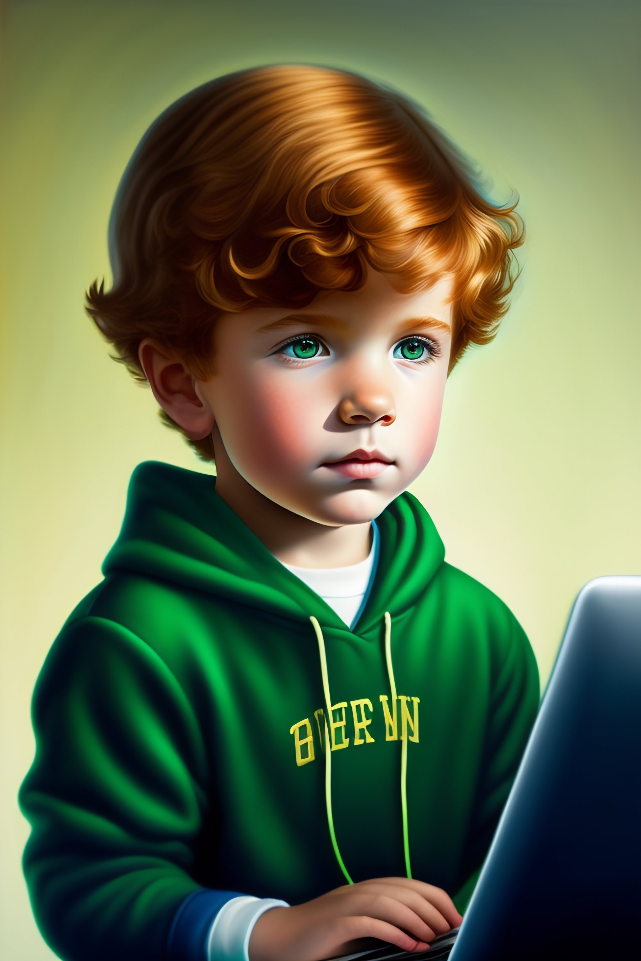 Lexica A little boy with brown eyes and ginger hair wearing blue