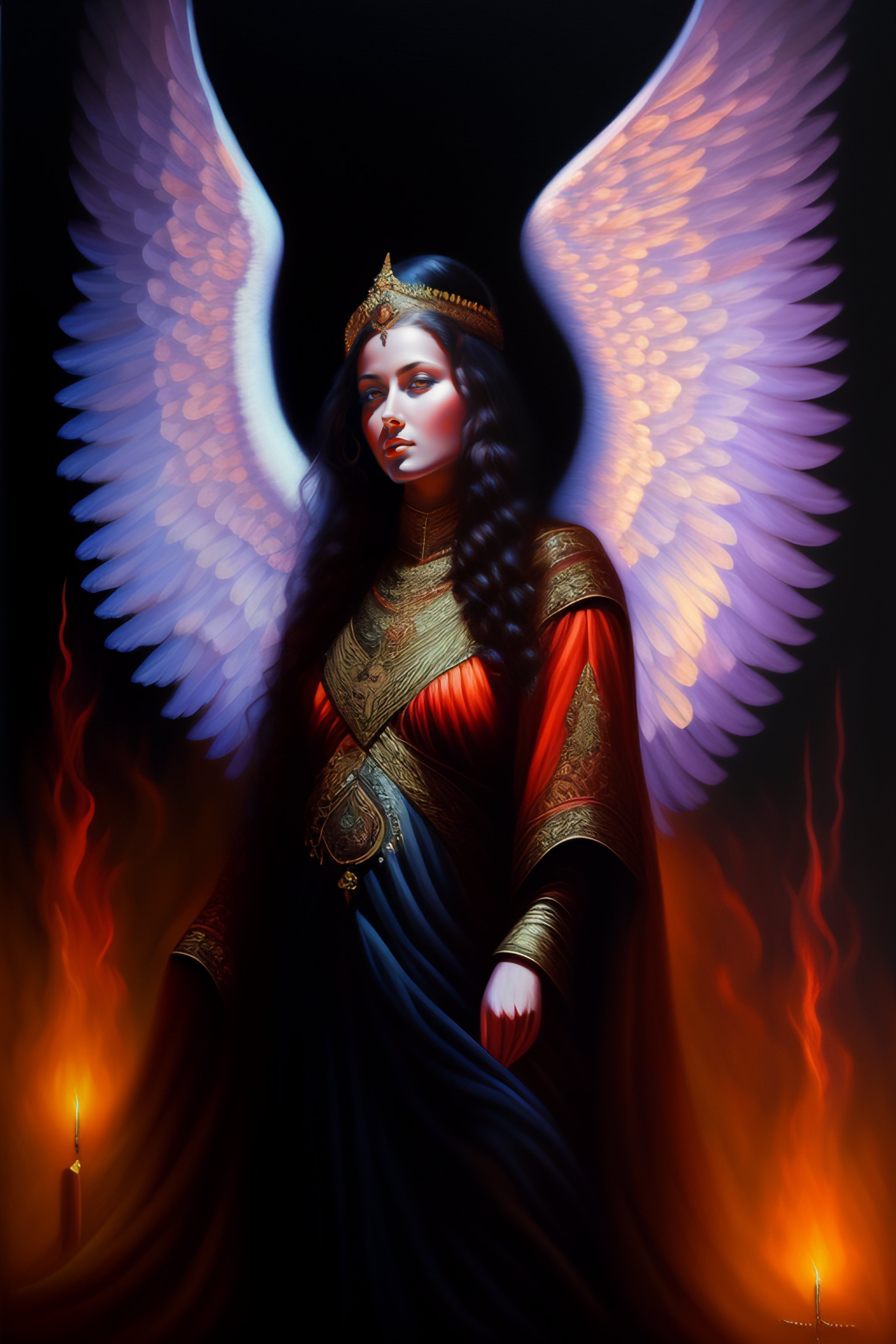 Lexica - Dark art seraphim, oil painting, ominous