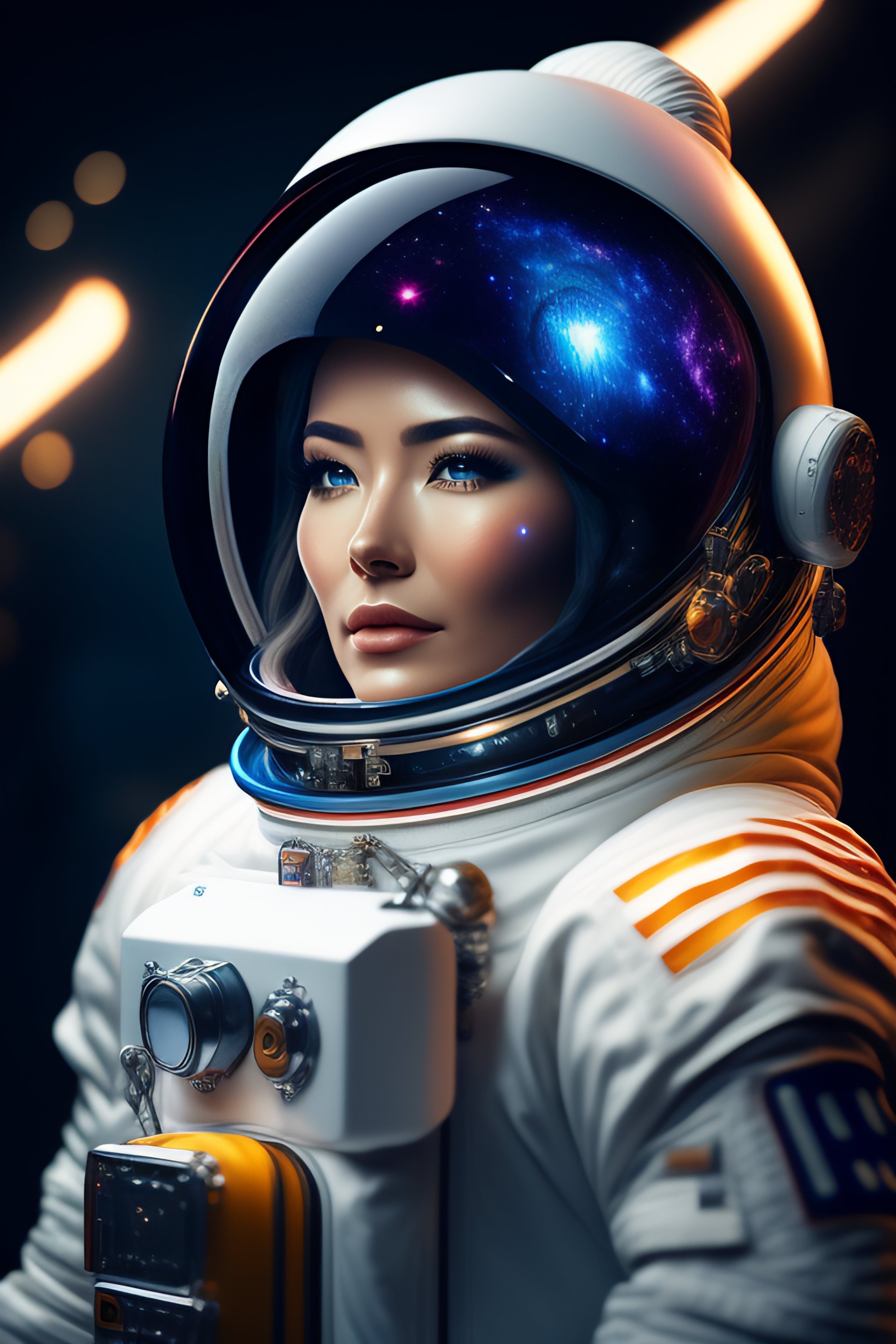 Lexica - An astronaut wearing a helmet with a galaxy in the background ...