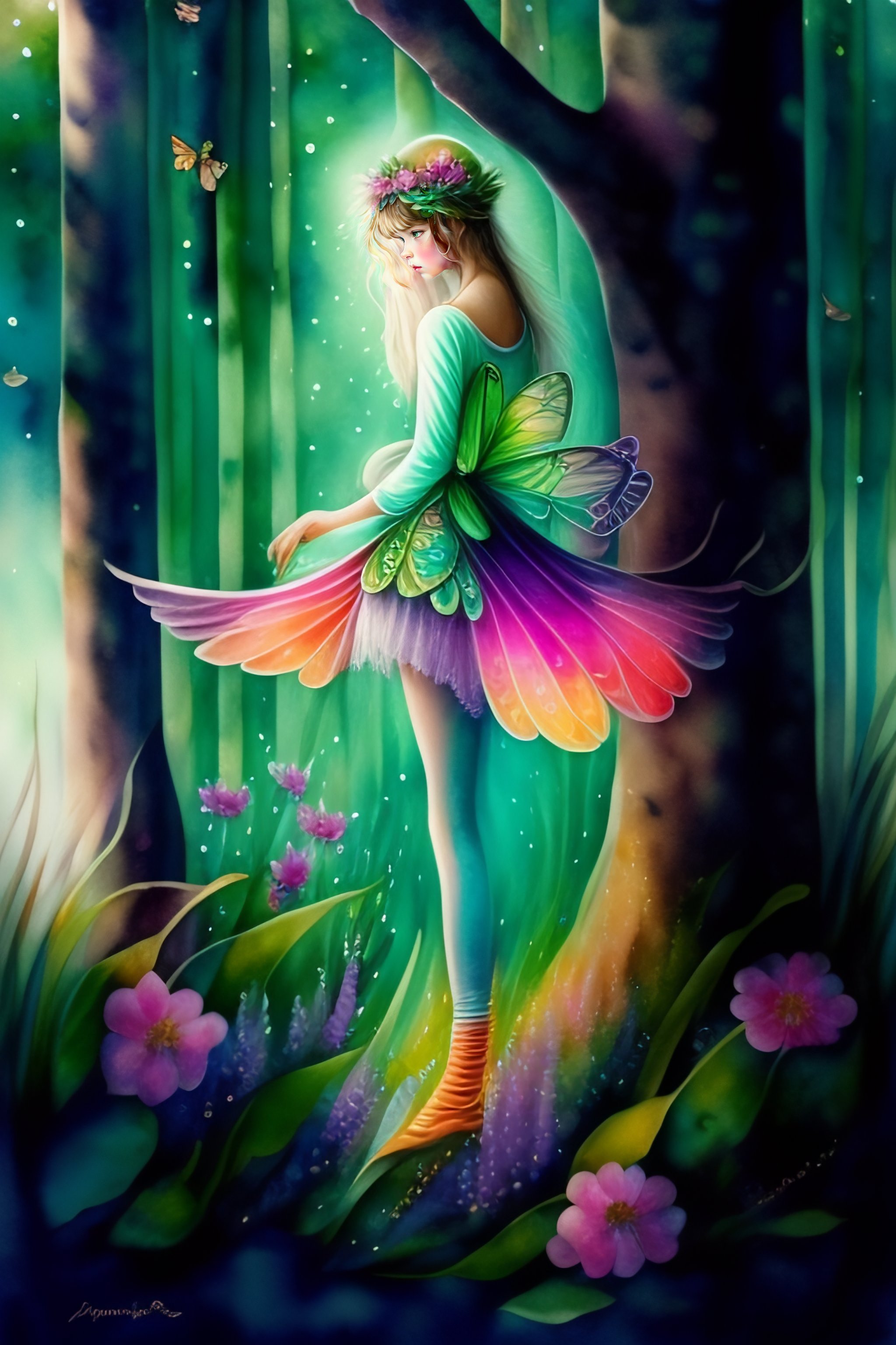 Lexica - A ultra-detailed watercolor painting of a fairy with delicate ...
