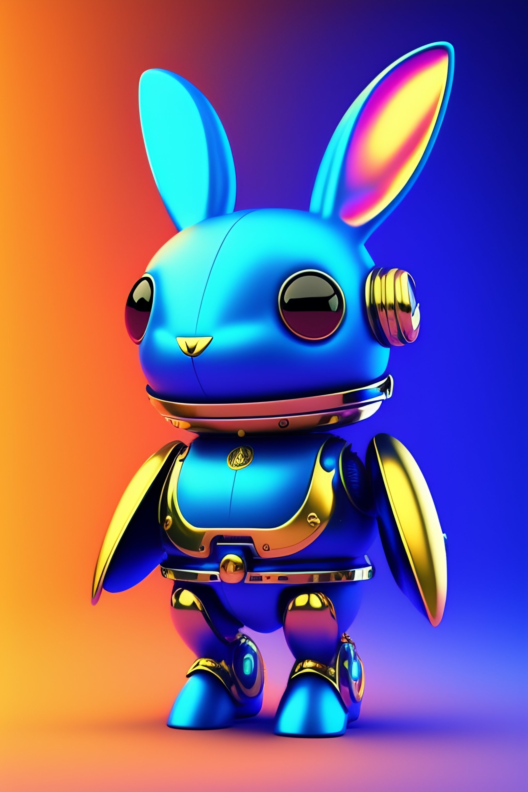 Lexica - Bunny robot working on a smartphone, make a blue faded ...