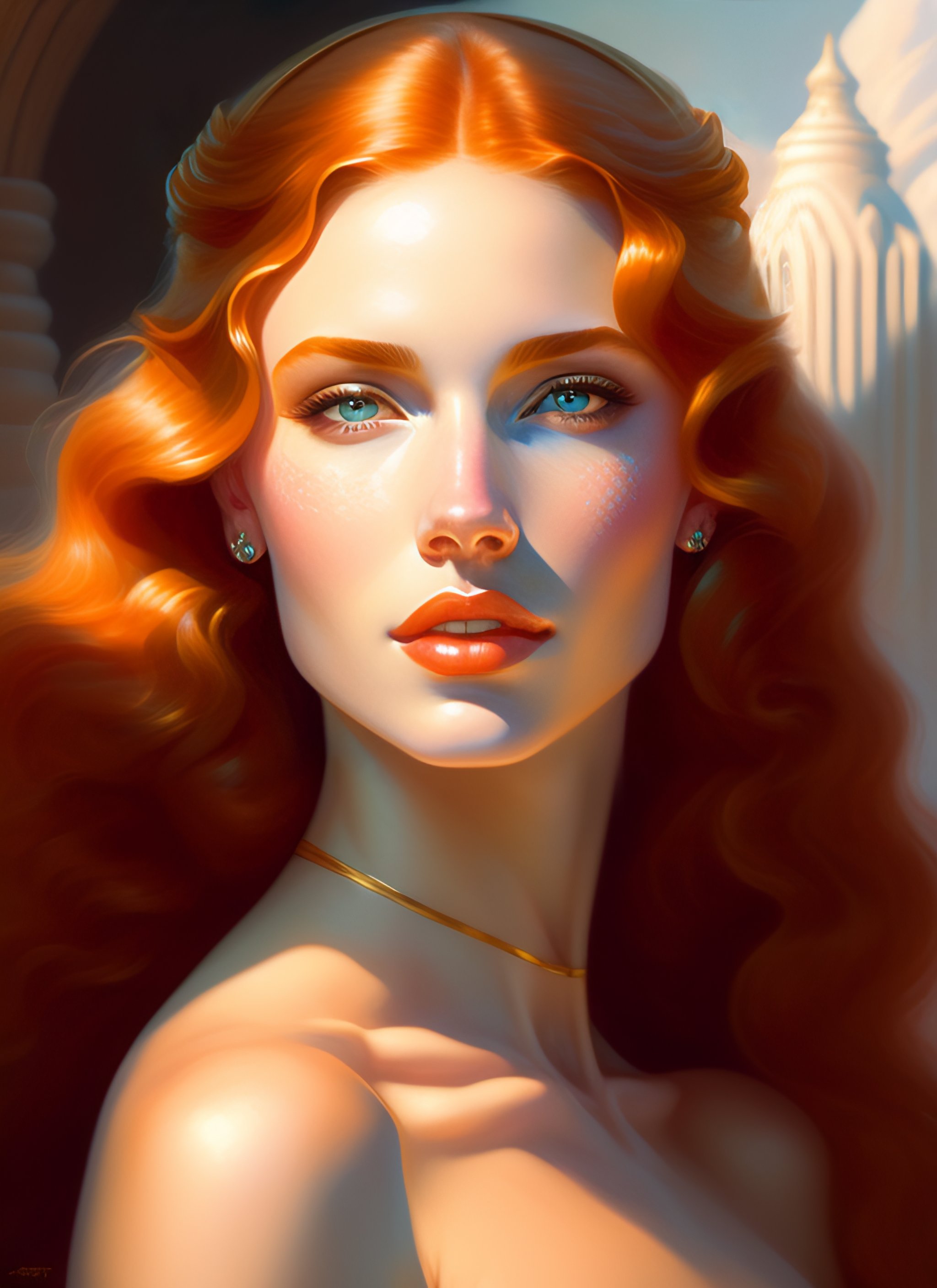 Lexica Portrait of goddess eating ice cream, art deco portrait