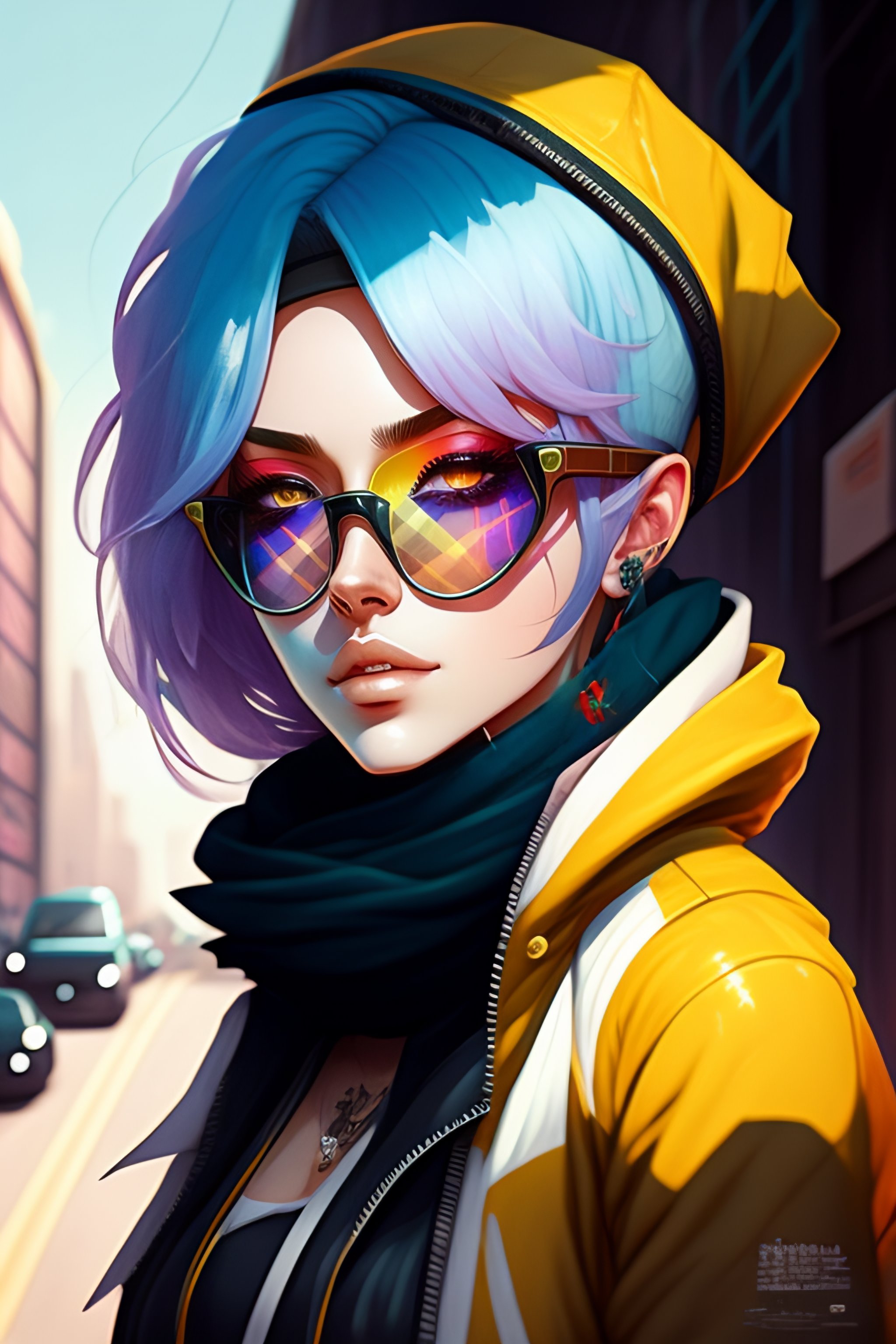 Lexica - Highly detailed portrait of a sewer emo punk woman student ...