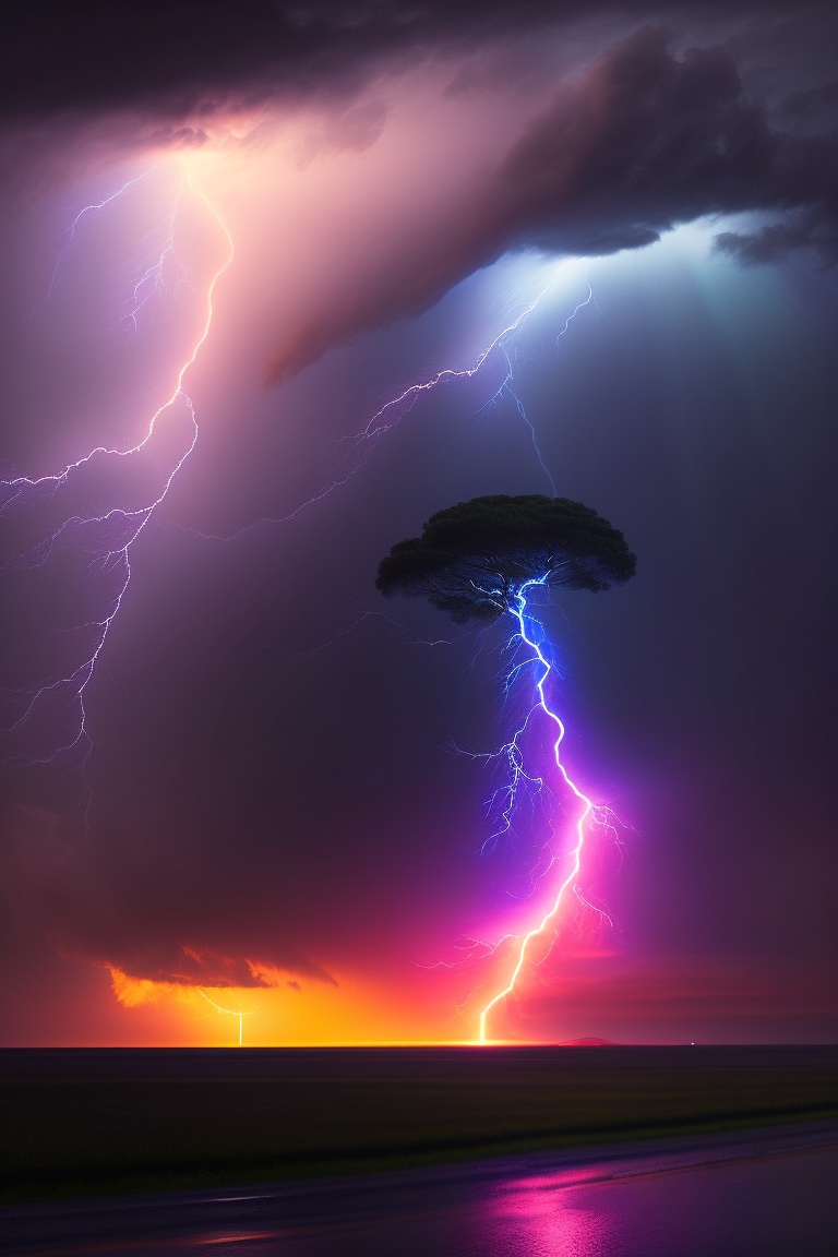 Lexica - Realistic coloured image is satan coming down during rainy ...