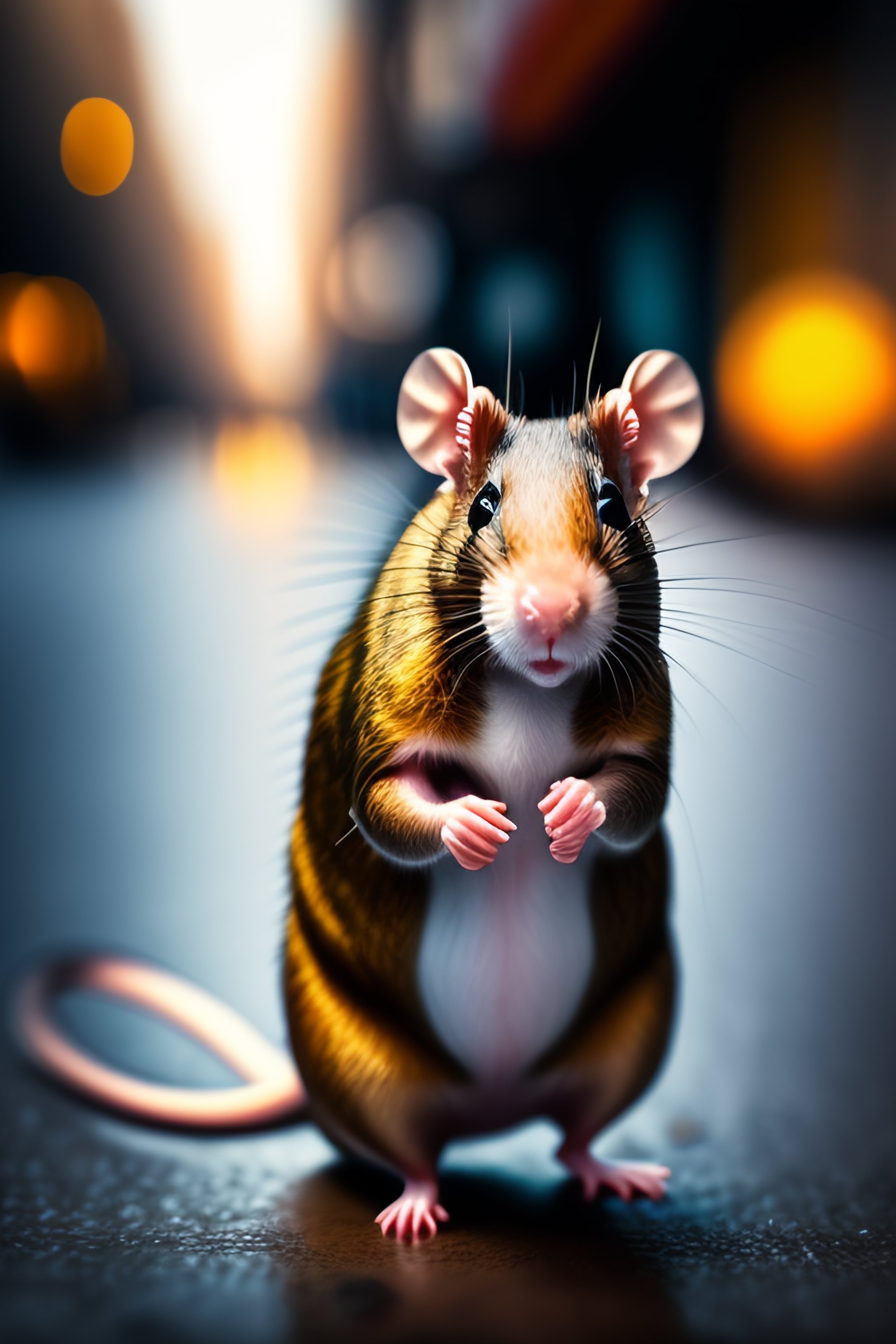 Lexica - A clothed rat on a city street