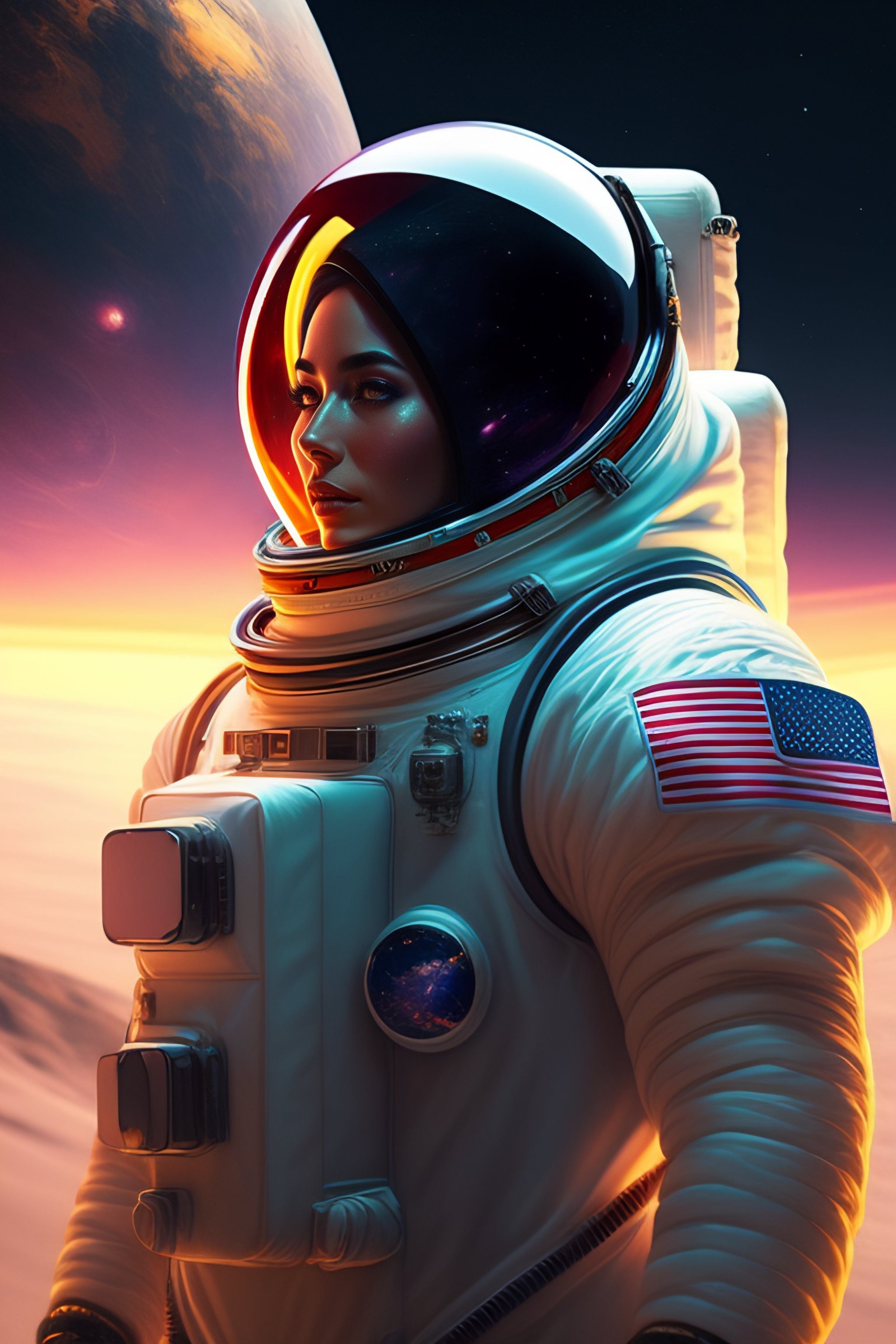 Lexica - Portrait of an astronaut man on moon looking at earth planet ...