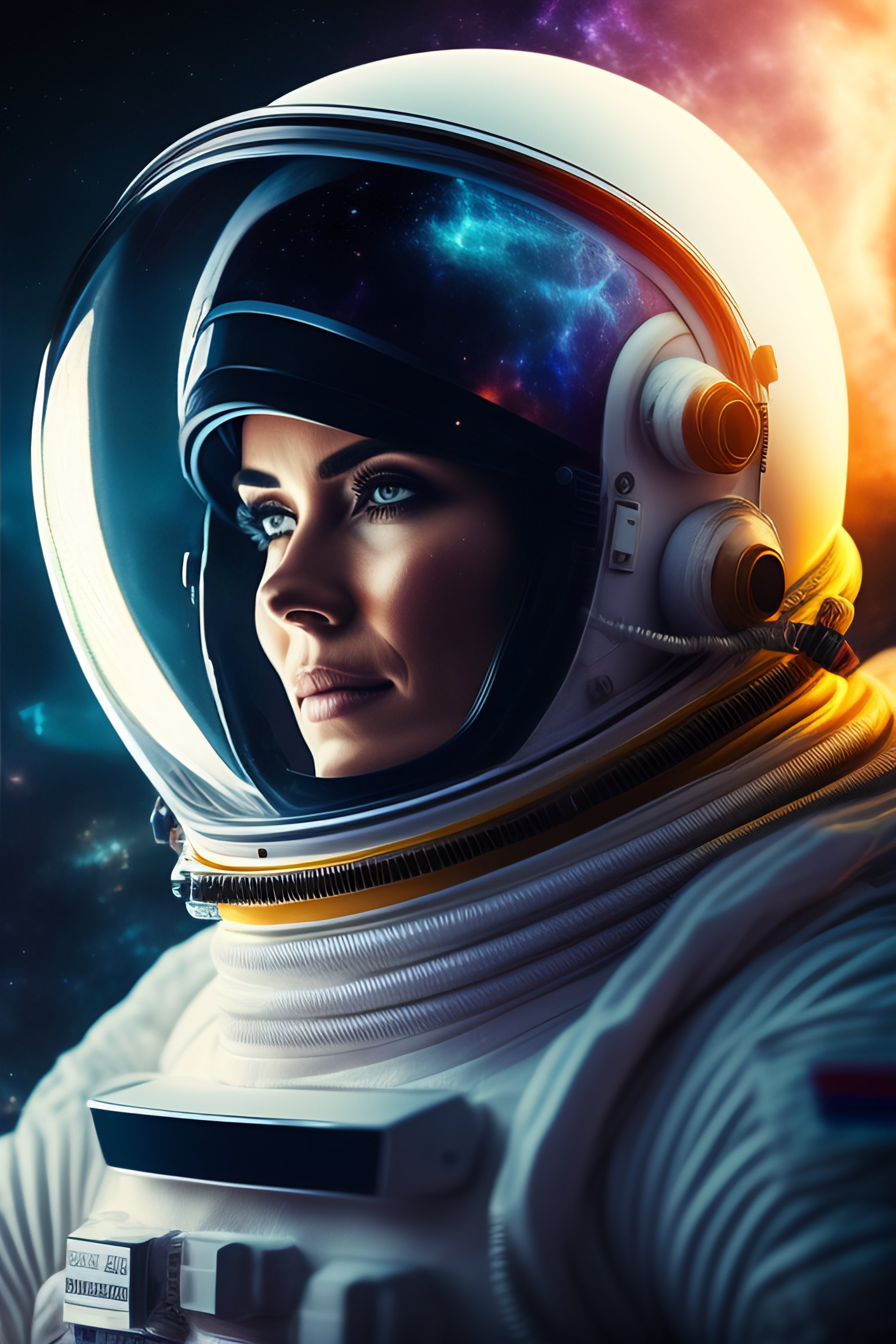 Lexica - Together, in space, astronauts, wearing a helmet, portrait ...