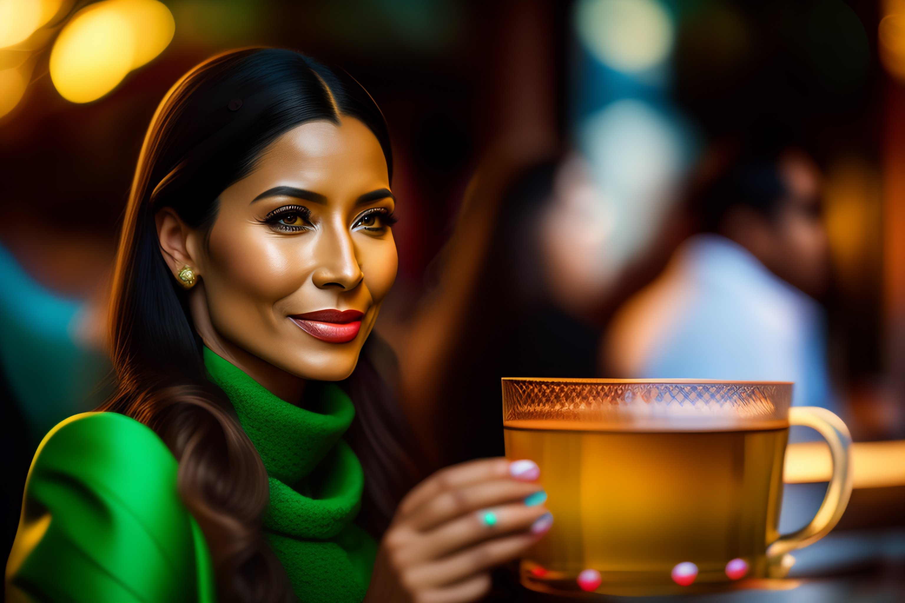 Lexica Woman drinking green tea