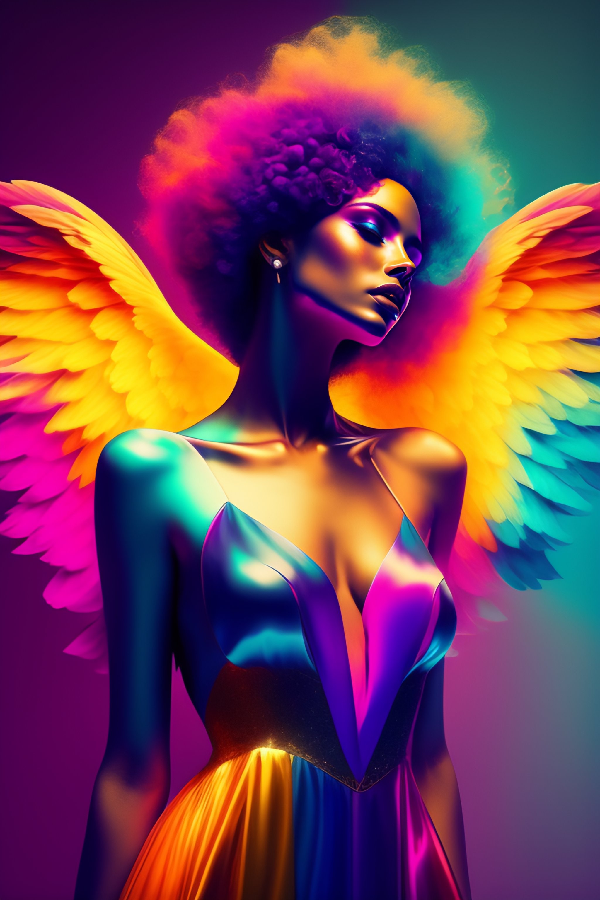Lexica - Colorful art of a angel in a romantic short dress, Romantic ...