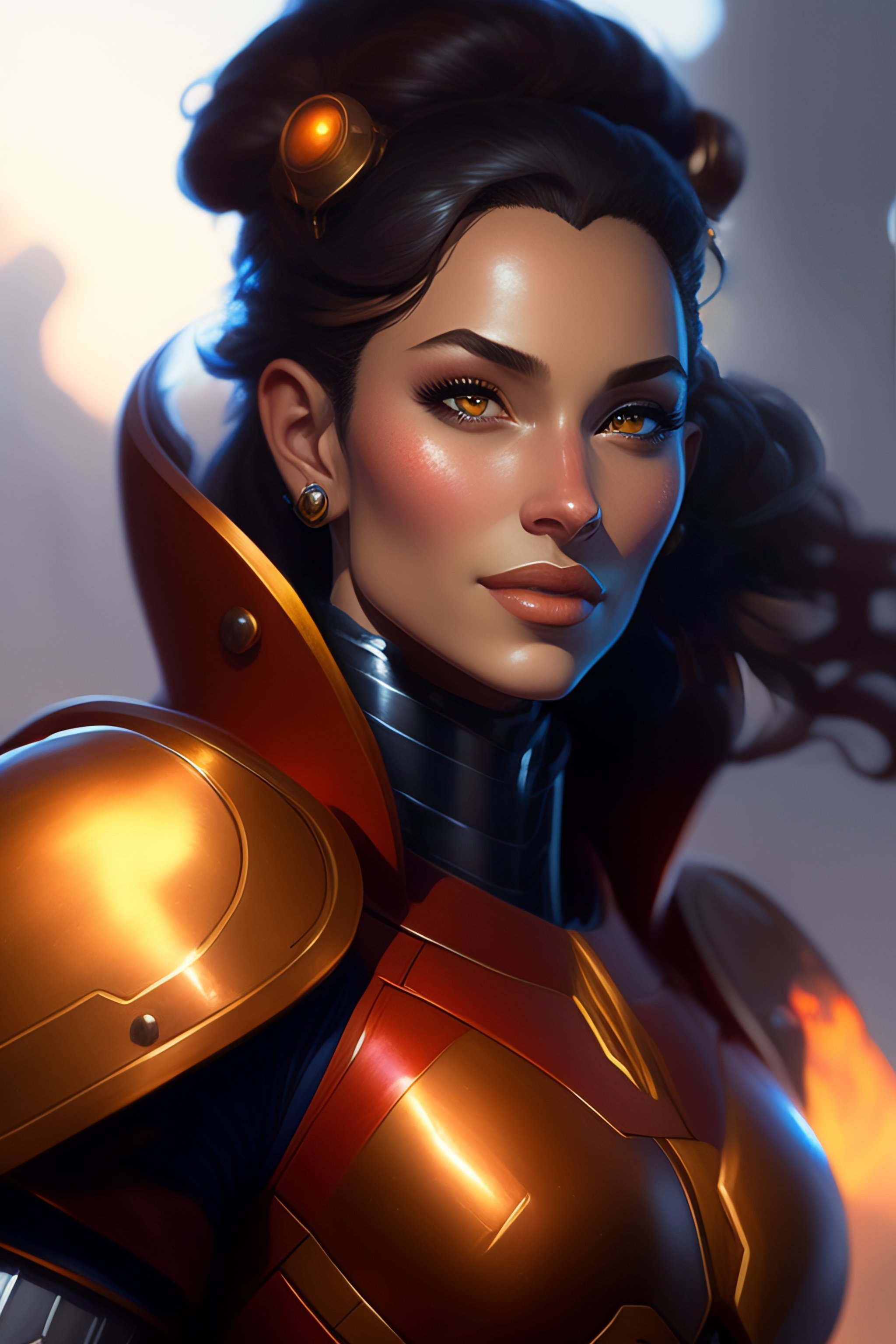 Lexica Full potrait Ironman Iron Giant, Fire King, Elf Ascendant, by justin gerard and greg