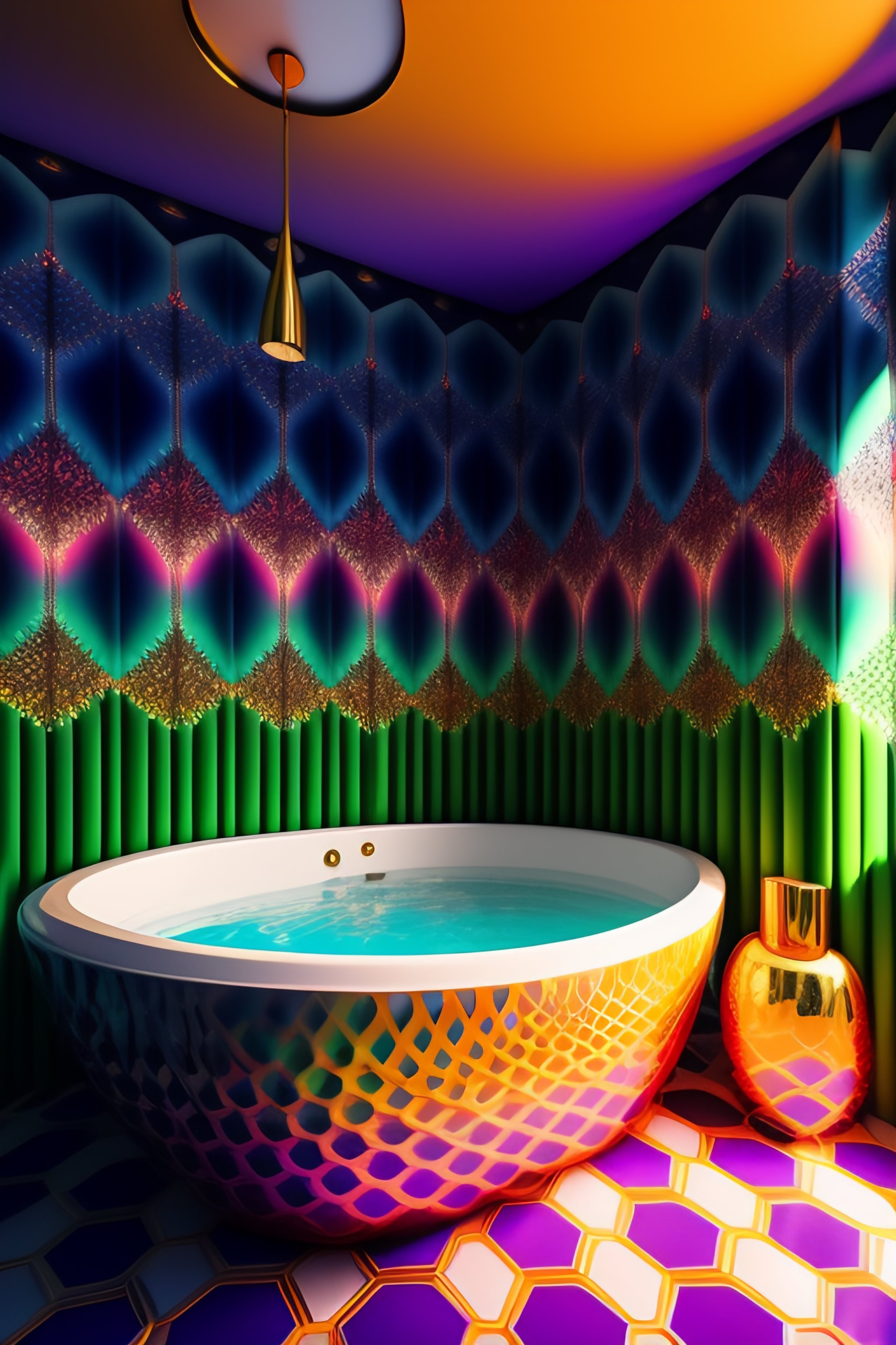 Photo inspiration: Fresh Look at Lexica The Most Psychedelic Geometric Patterned Bathroom Imaginable Intricate Textures