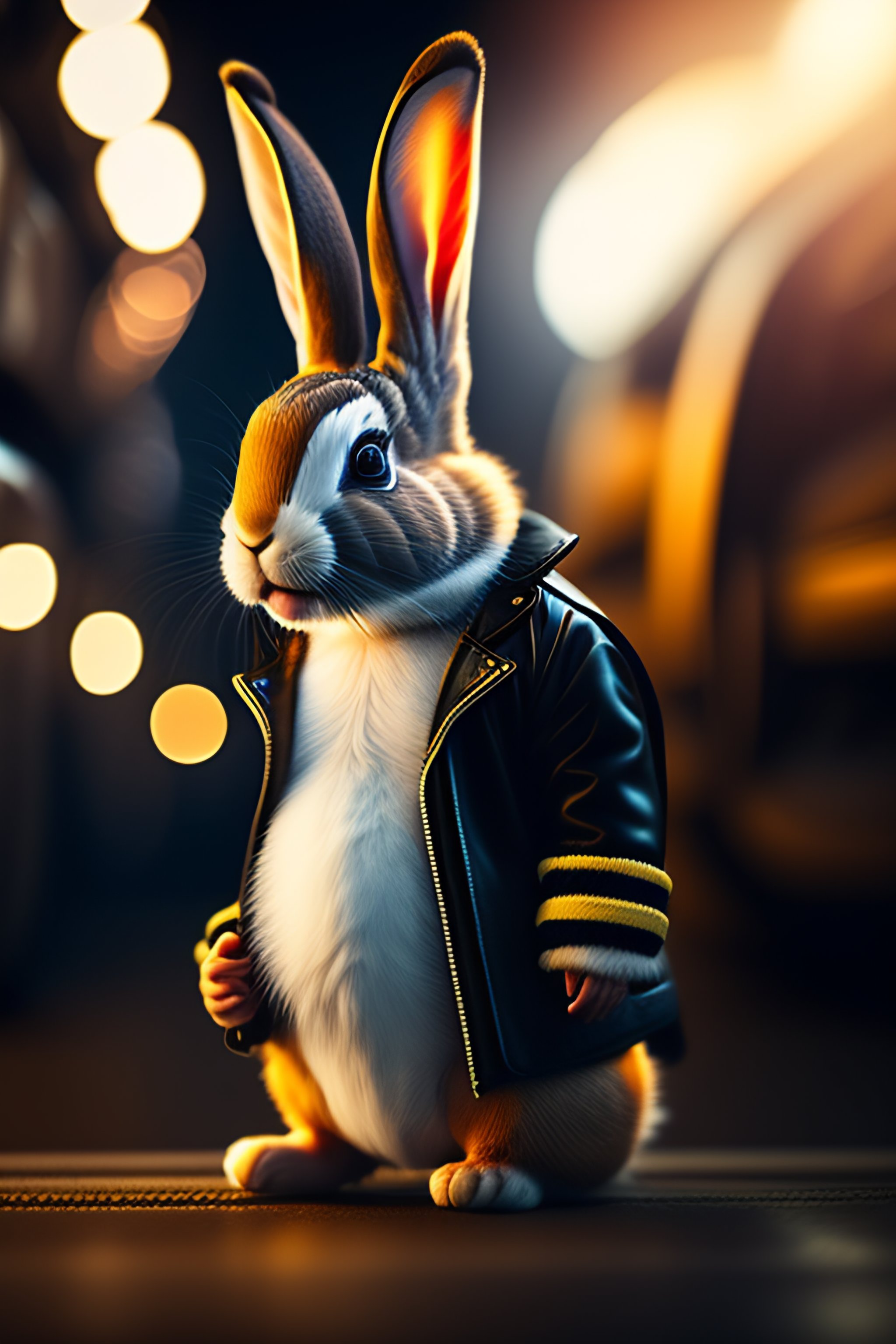 Lexica - Angry biker rabbit, smokes a cigar, blurred background, auto ...