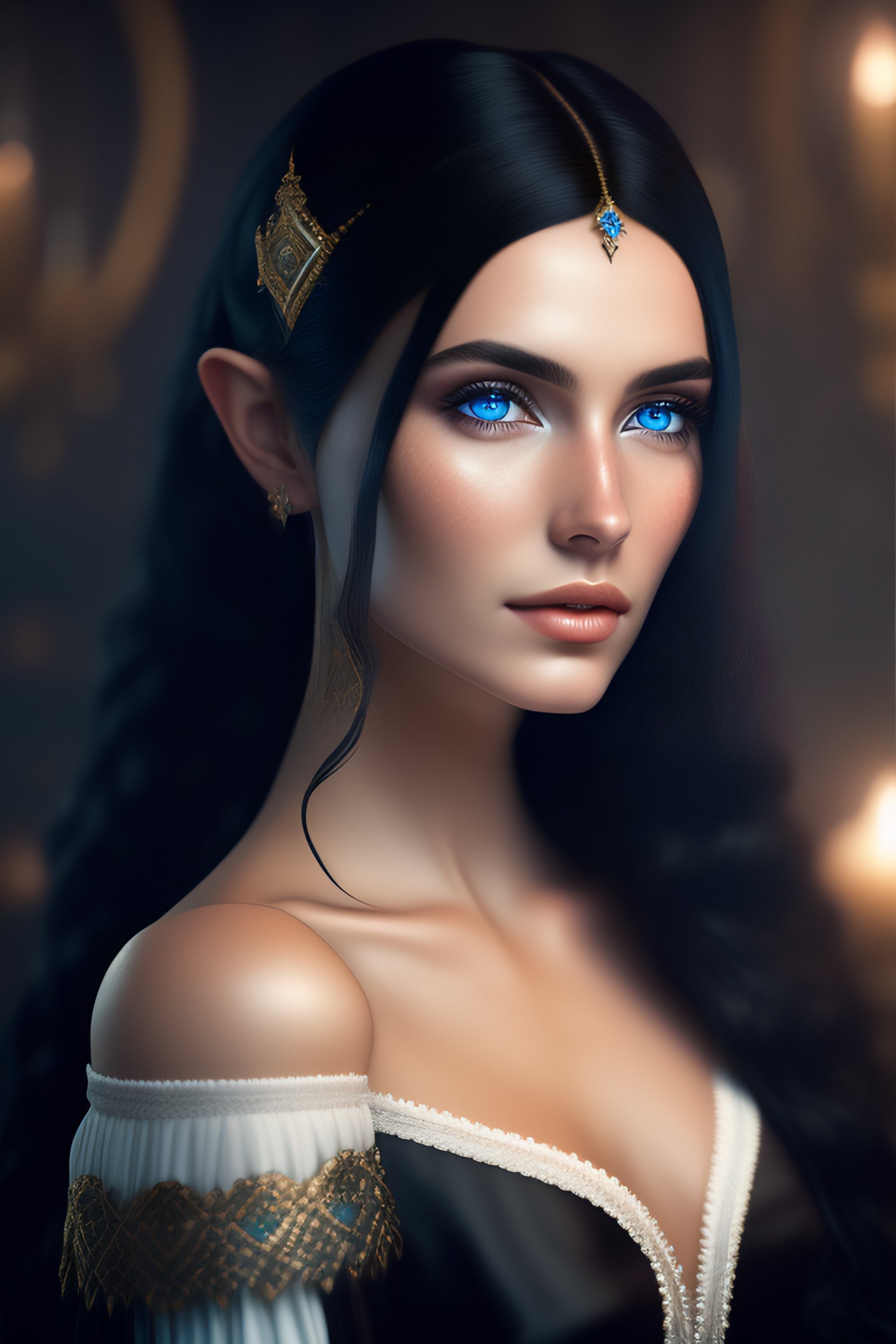 Lexica Deep Dark Fantasy European Girl With Long Black Hair White Pepper Skin Blue Eyes 