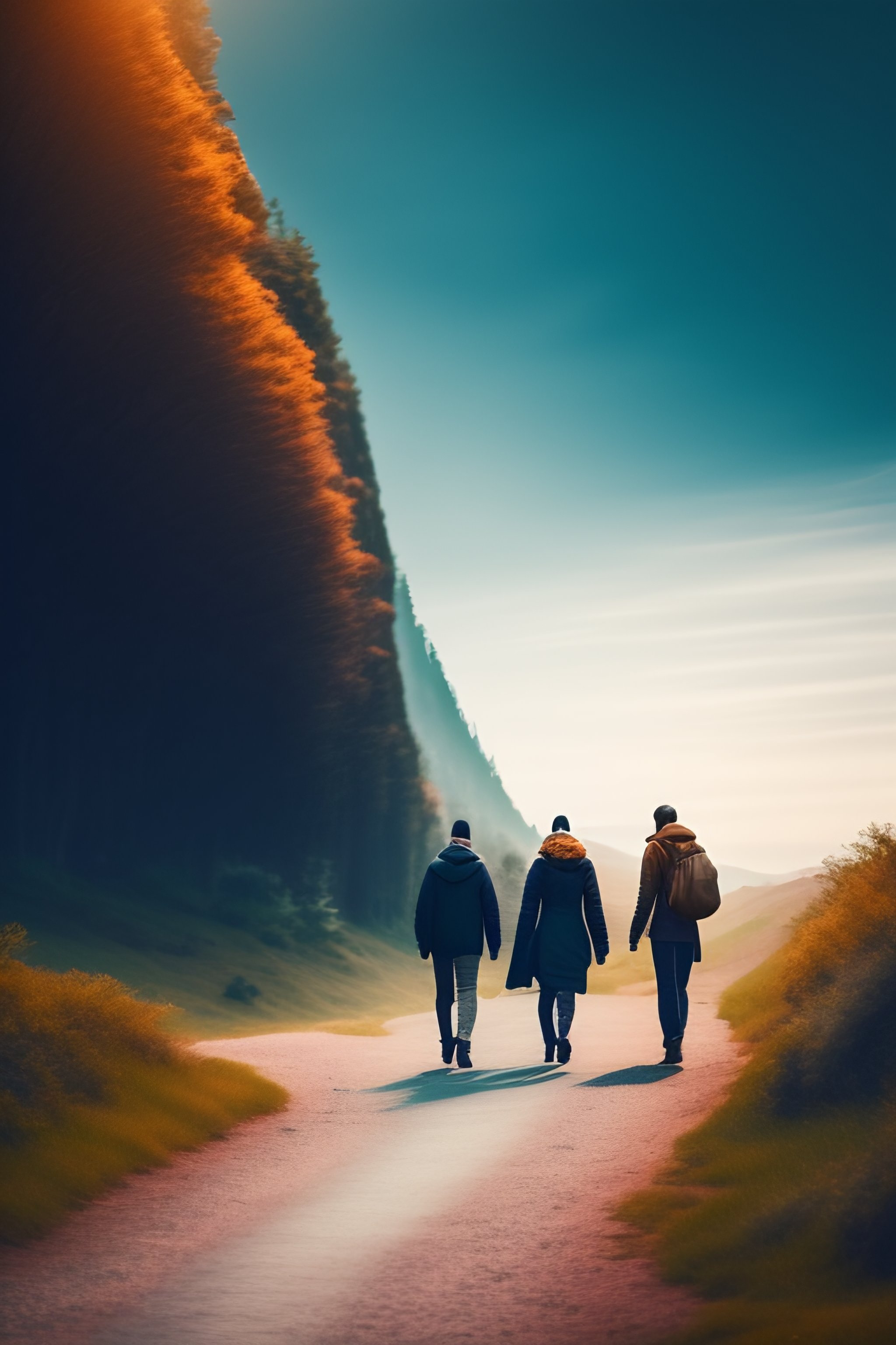 Lexica - Make a book cover where you can see a group of people walking ...