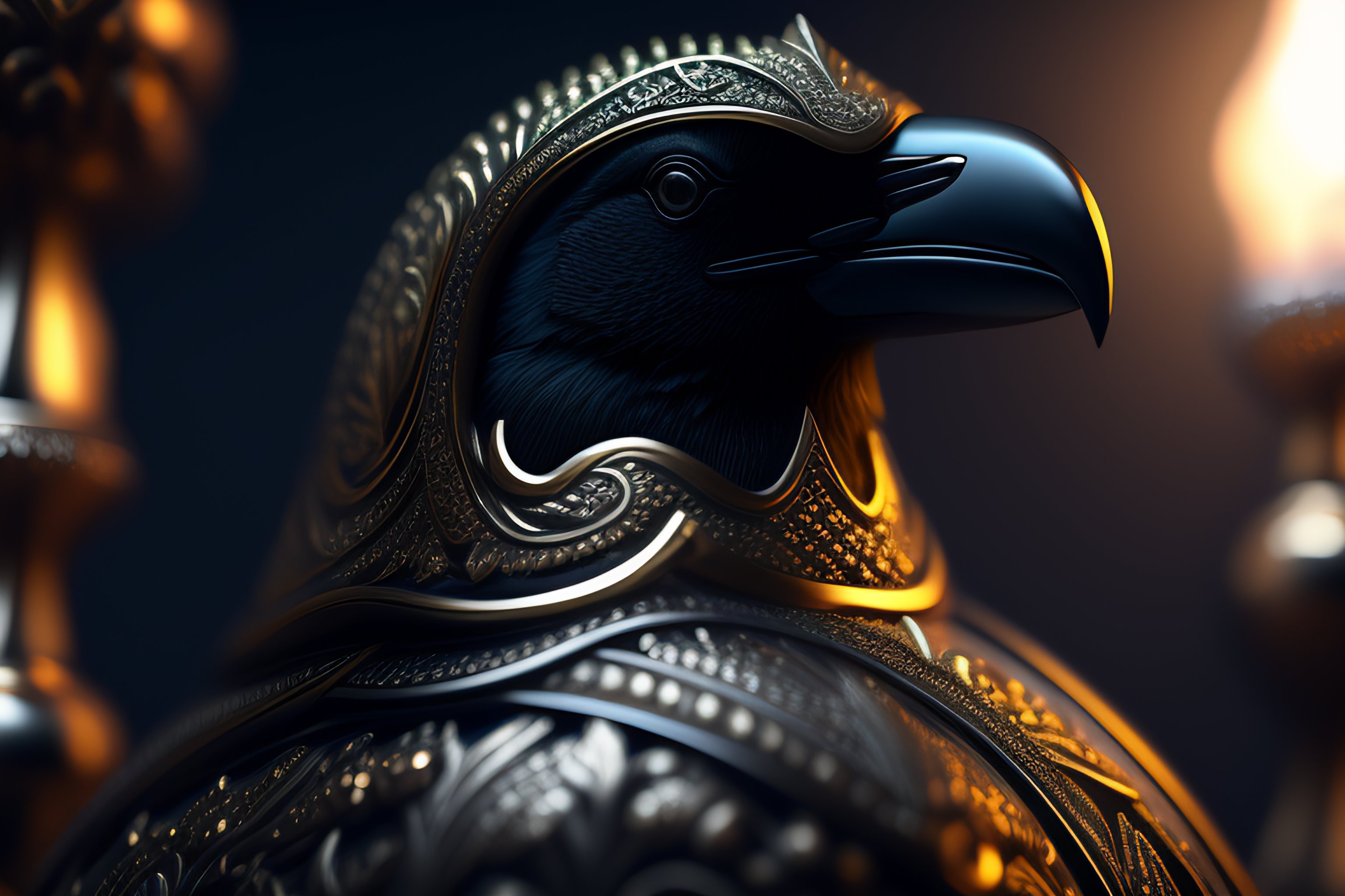 Lexica - A rook with intricate silver ornament engravings on the head ...