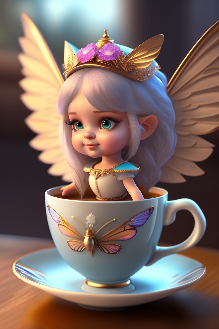 Lexica - A small very beautiful fairy with wings sits on the edge of a ...