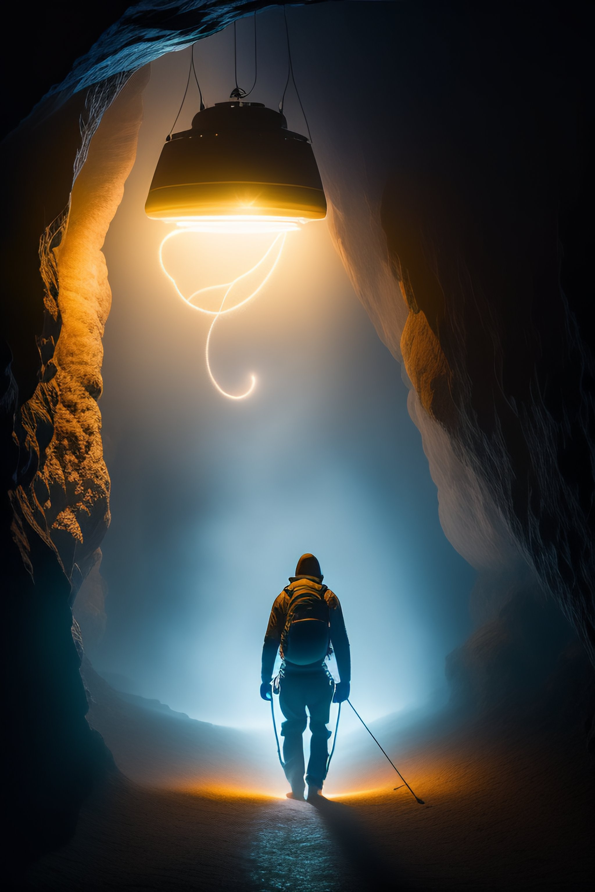 Lexica - Human carrying a flashlight being traped by a giant spider in ...