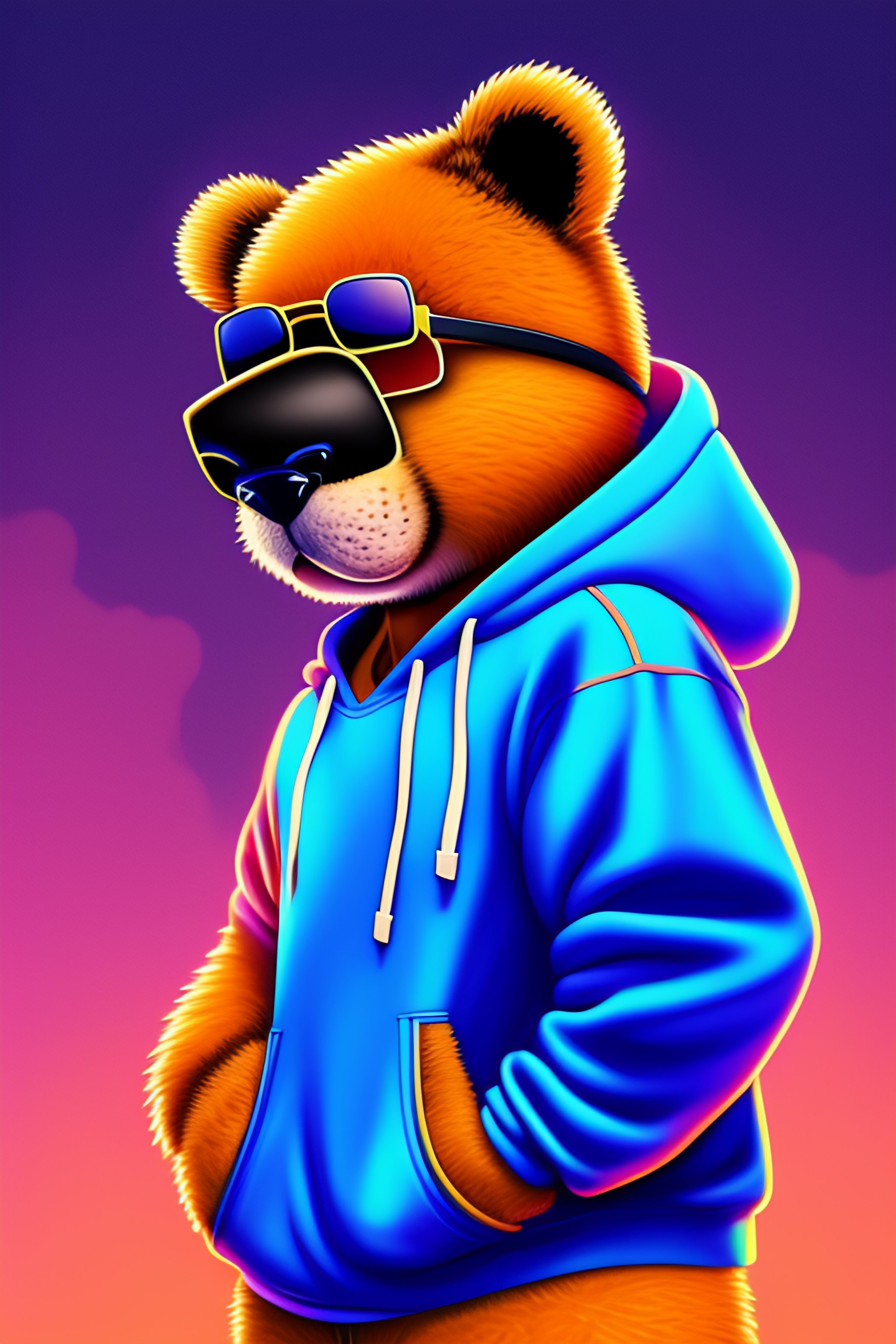 Lexica - Book cover style art of a teddy bear wearing a blue hoodie and ...