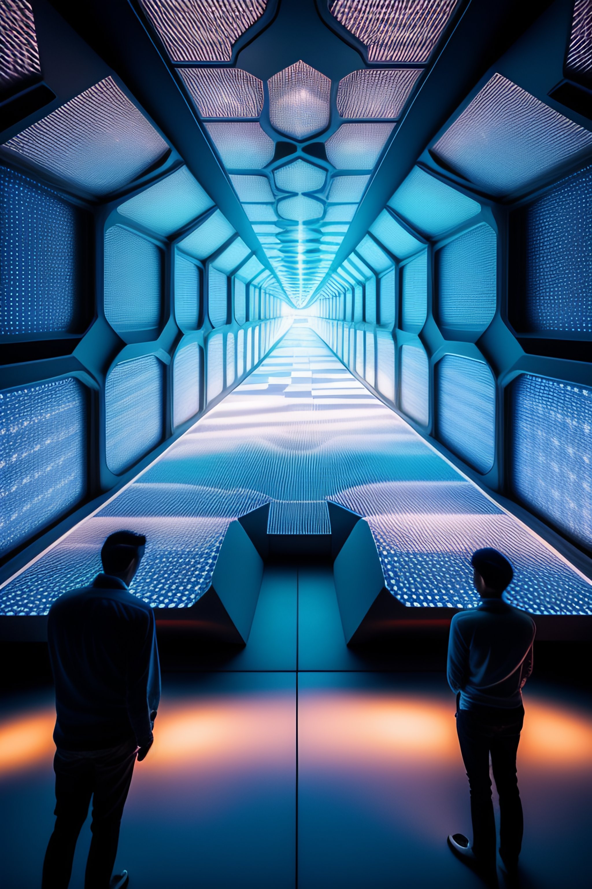 Lexica - Interior shot inside a cone made of metal lattice structure ...