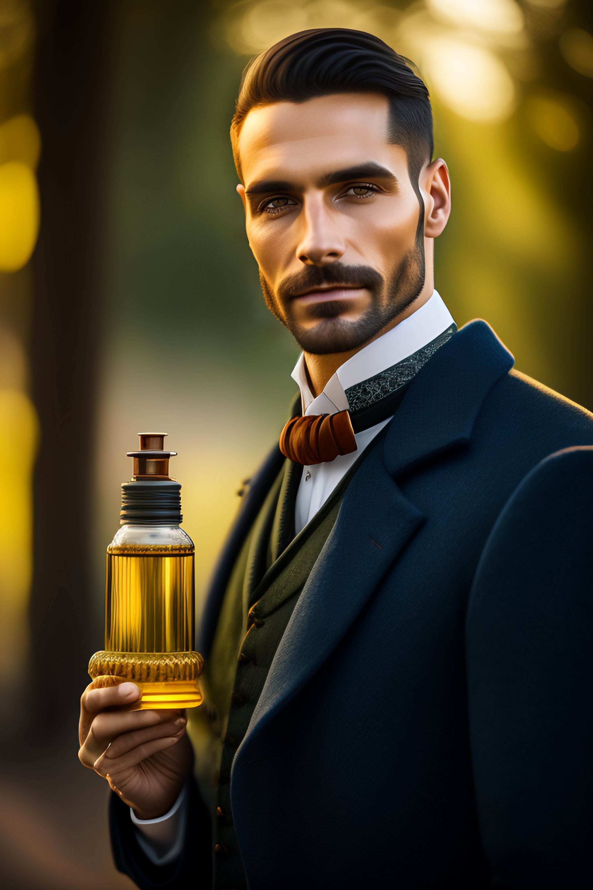 Lexica - Victorian era clothed snake-oil salesman holding a translucent ...