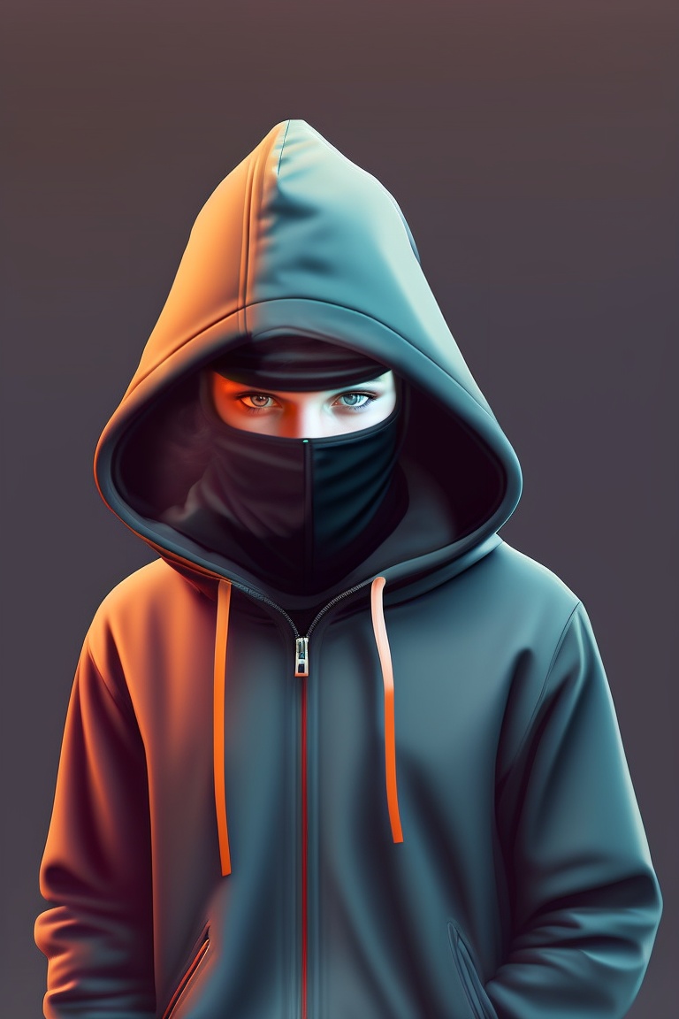 Lexica - A hacker wearing a hooded top covering half of his face ...