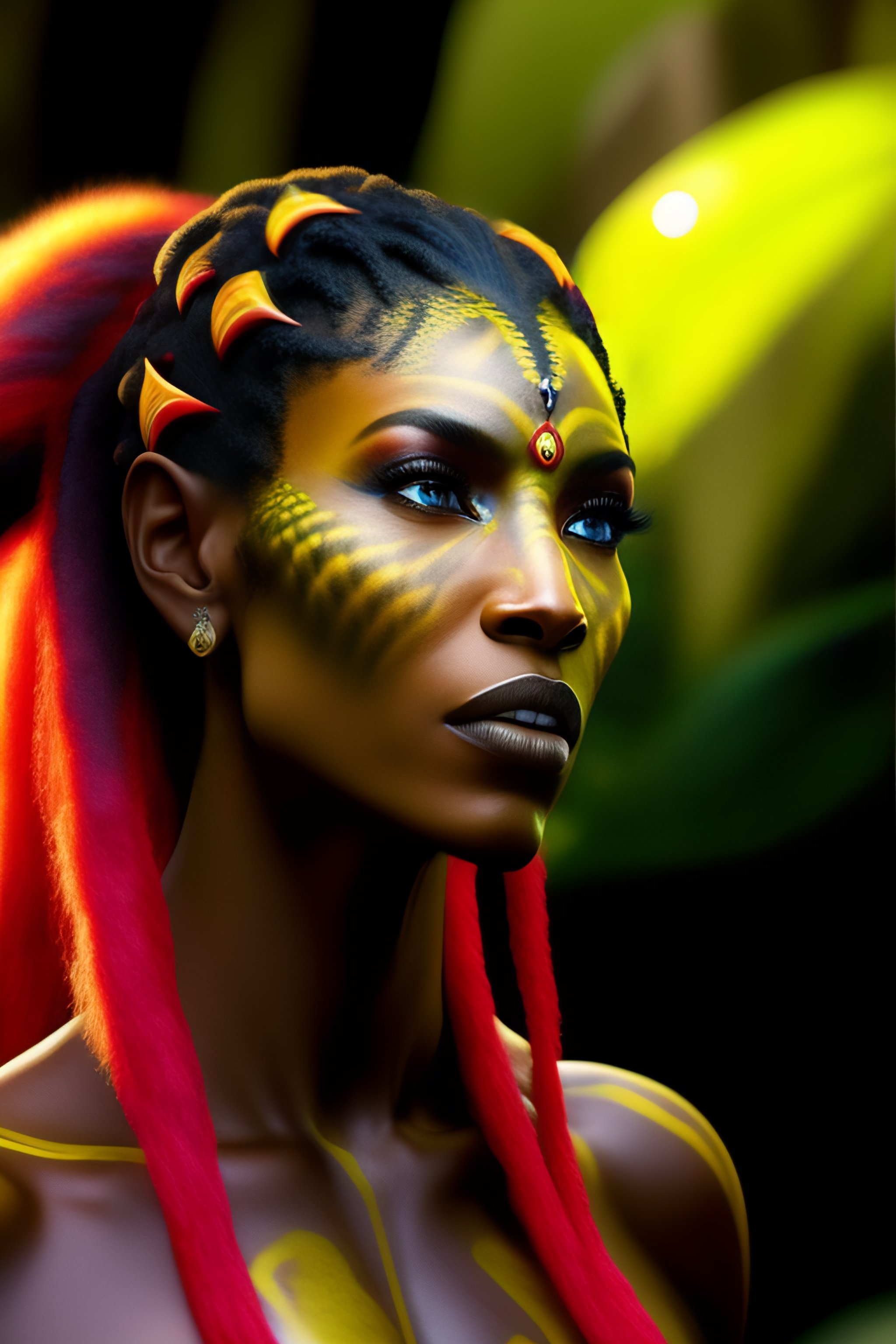 Lexica - A hyper realistic photo of all Red Na'vi from the movie Avatar.