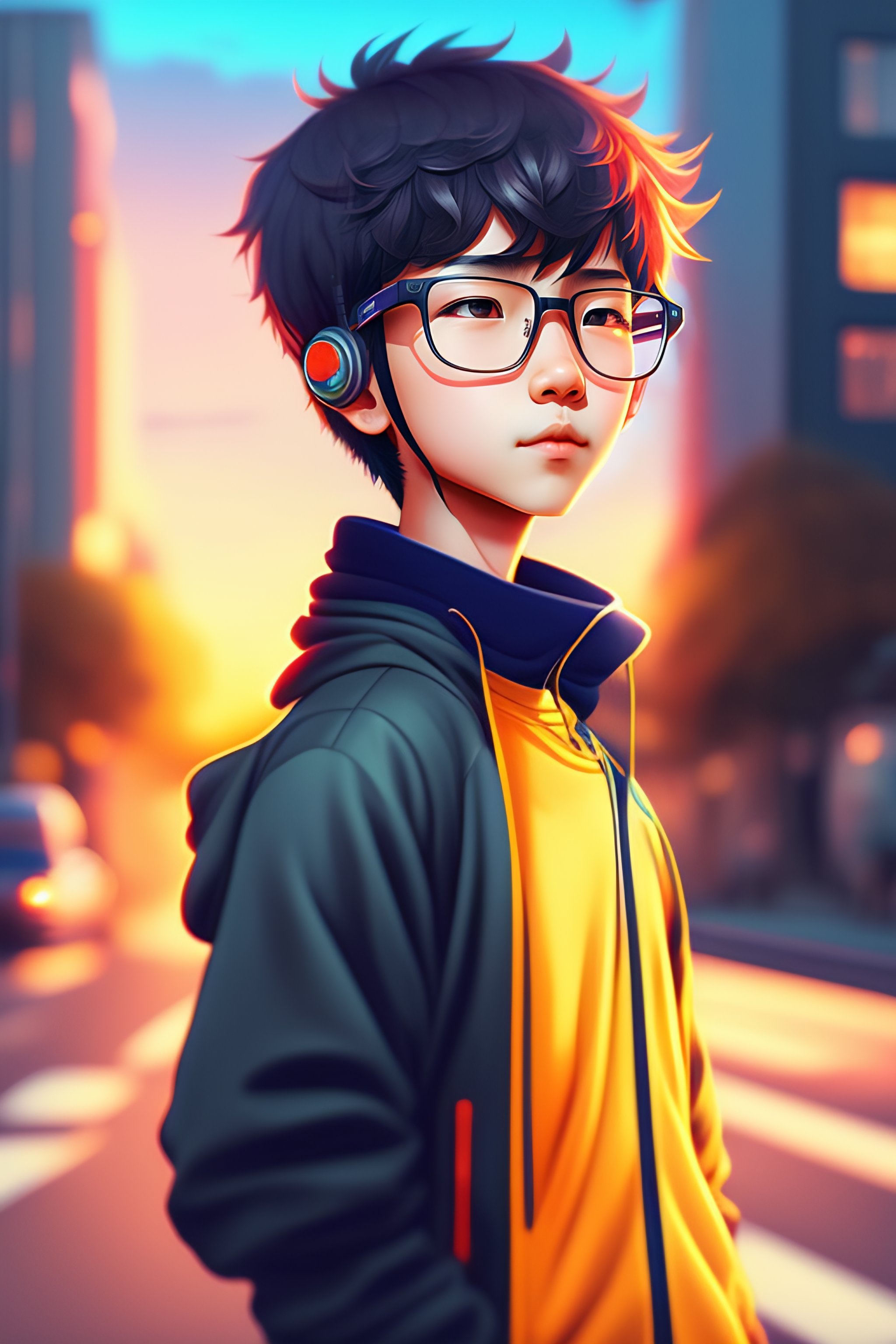 anime boy with glasses