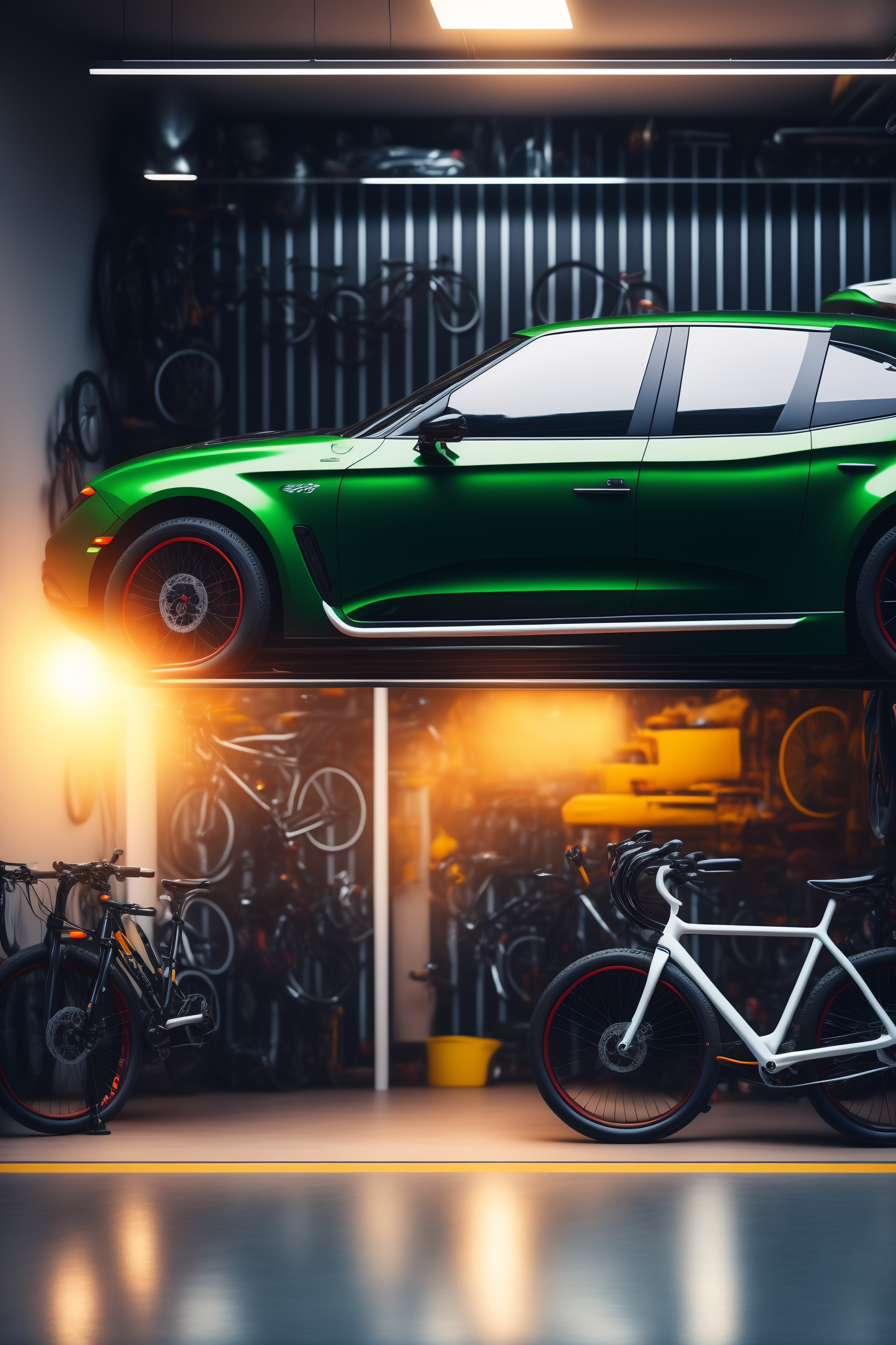 Lexica - Hosting servers in a garage with bikes, car,